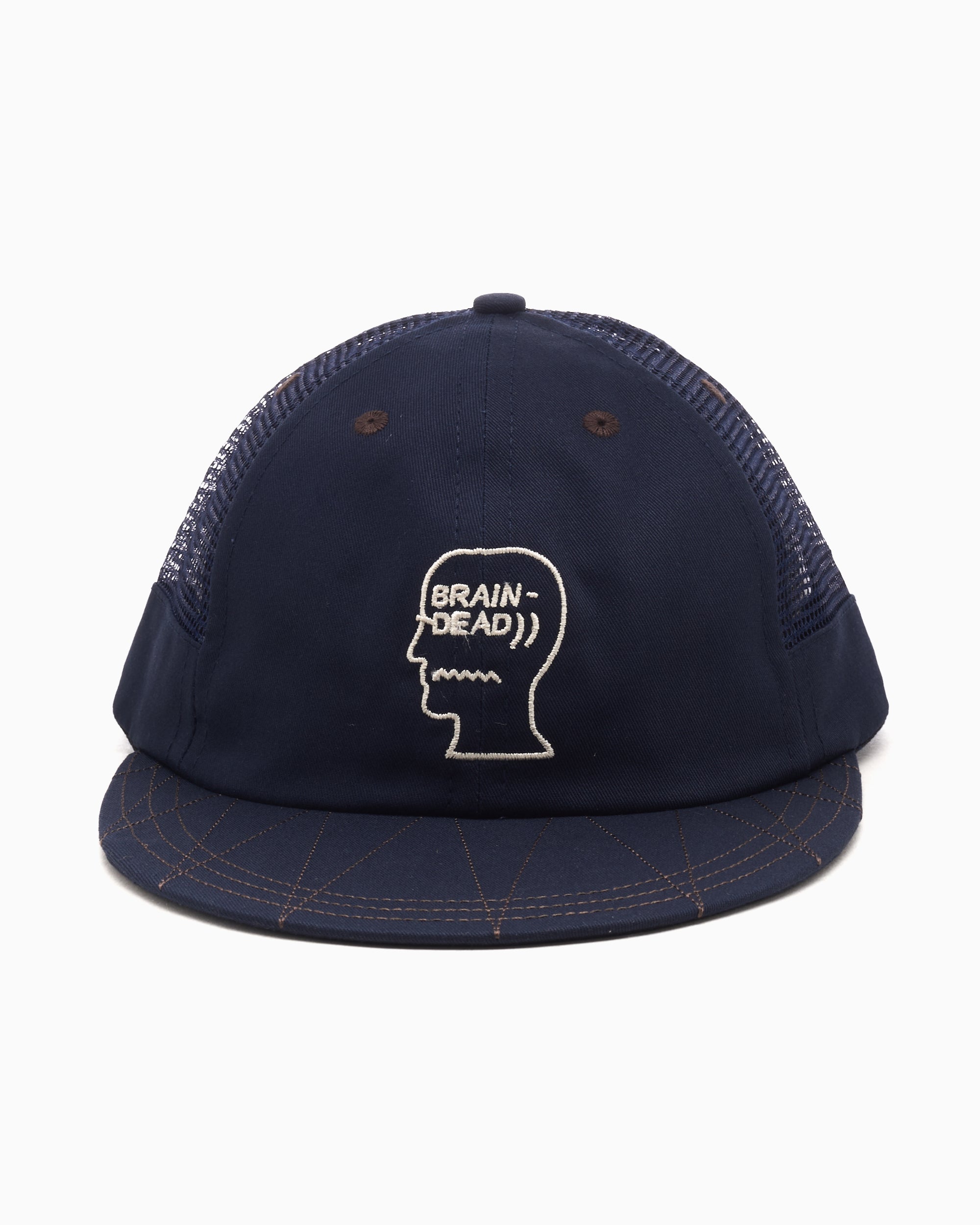 Caps Brain Dead Logohead Long Brim Mesh Panel Unisex Cap - S25H010042-NAVY