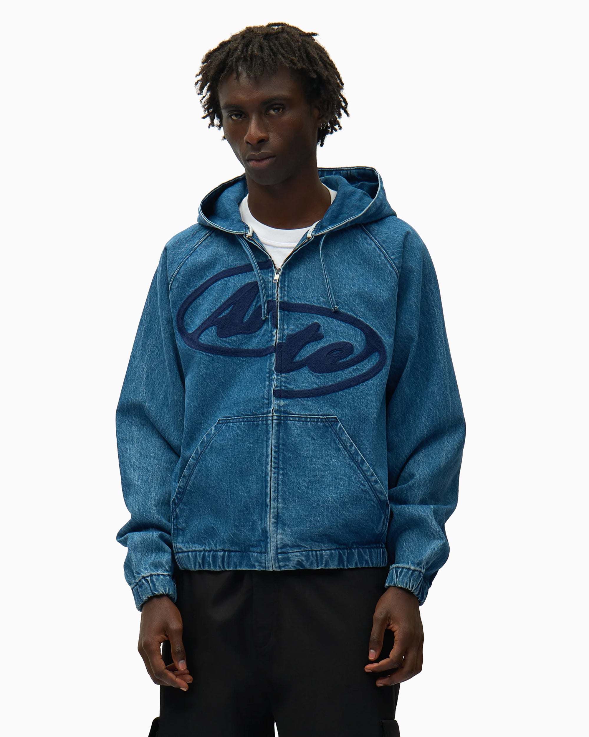 Jackets Coats Arte Antwerp Split Logo With Hood Men's Denim Jacket - SS26-227J-Navy