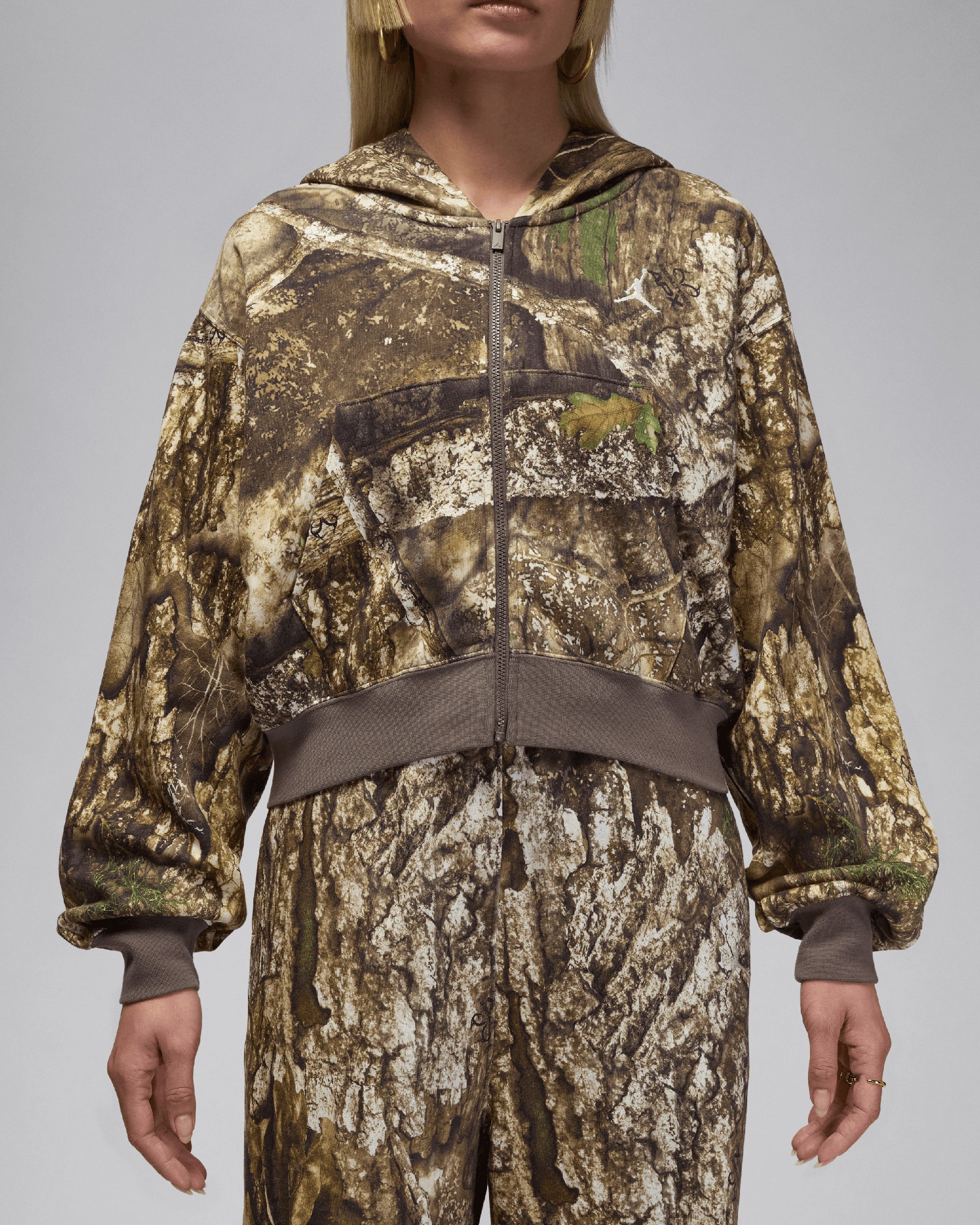 Jackets Coats Jordan Brooklyn Realtree Fleece Camo Print Leaves Crop Women's Light Jacket - HV0469-133