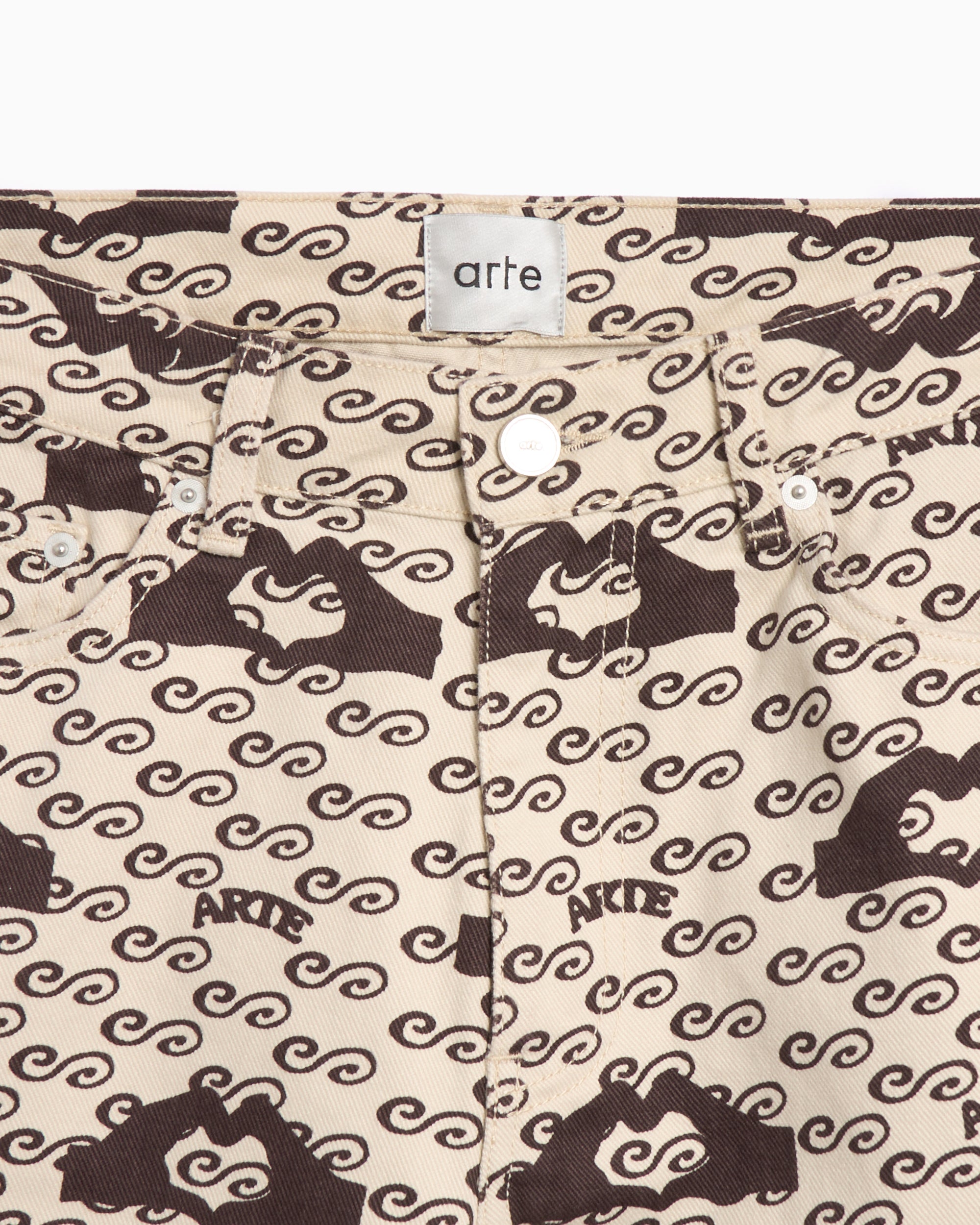 Pants Arte Antwerp Hand Heart Men's Printed Pants Men's Pants - SS25-070P-Cream/Brown
