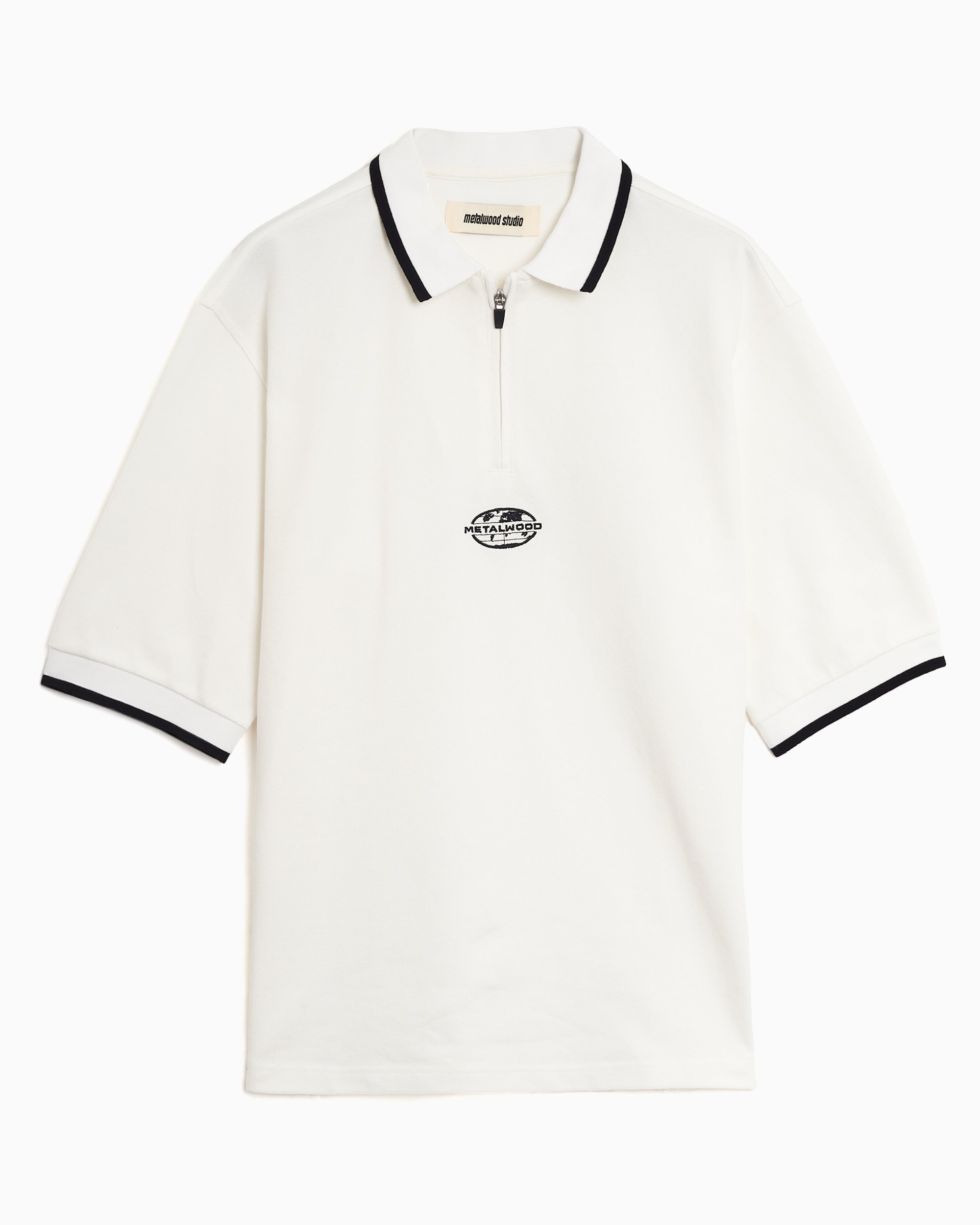 Polo shirts Metalwood Studio World Class Zip-Up Men's Polo Shirt - MWS25-04-10-WHT