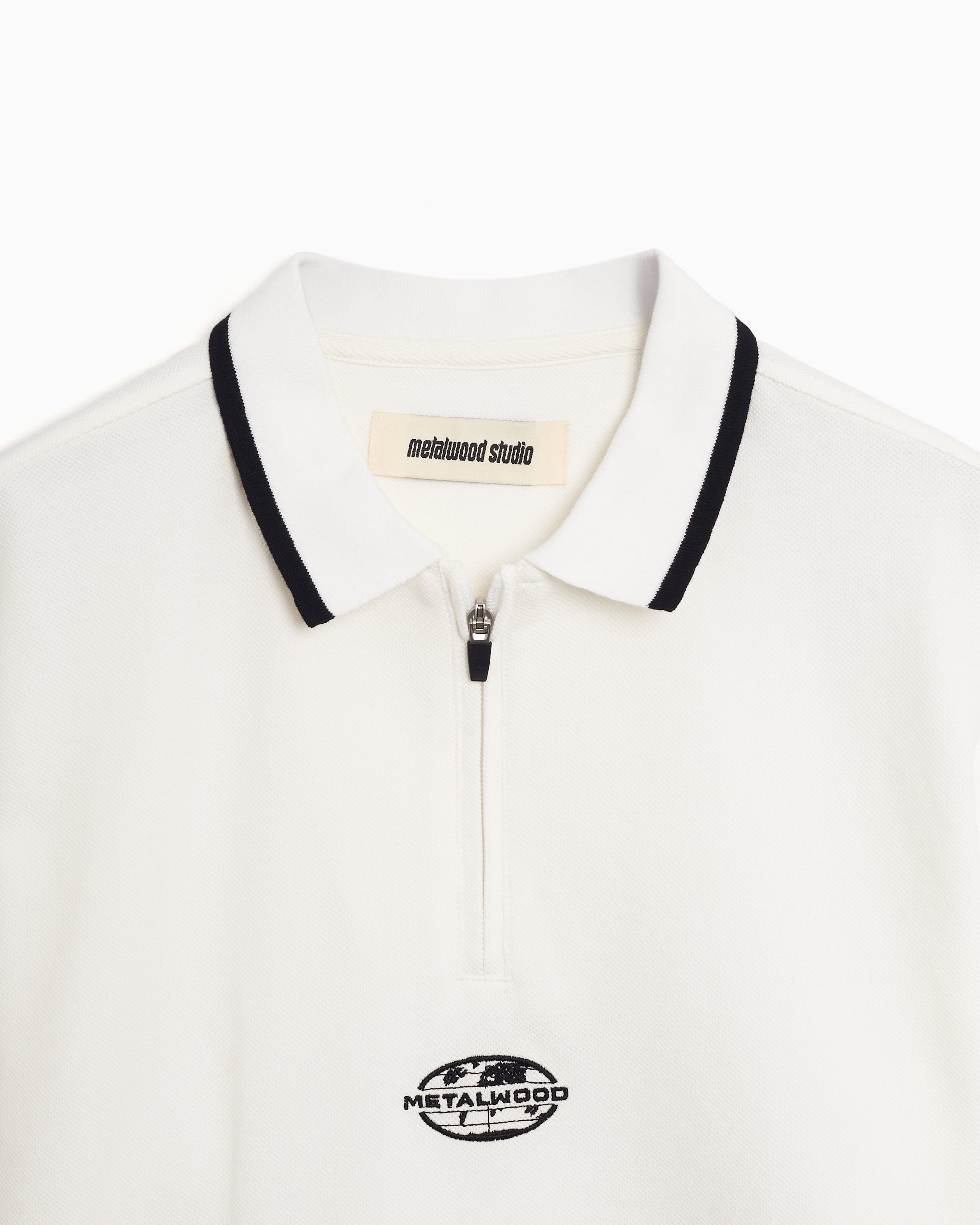 Polo shirts Metalwood Studio World Class Zip-Up Men's Polo Shirt - MWS25-04-10-WHT