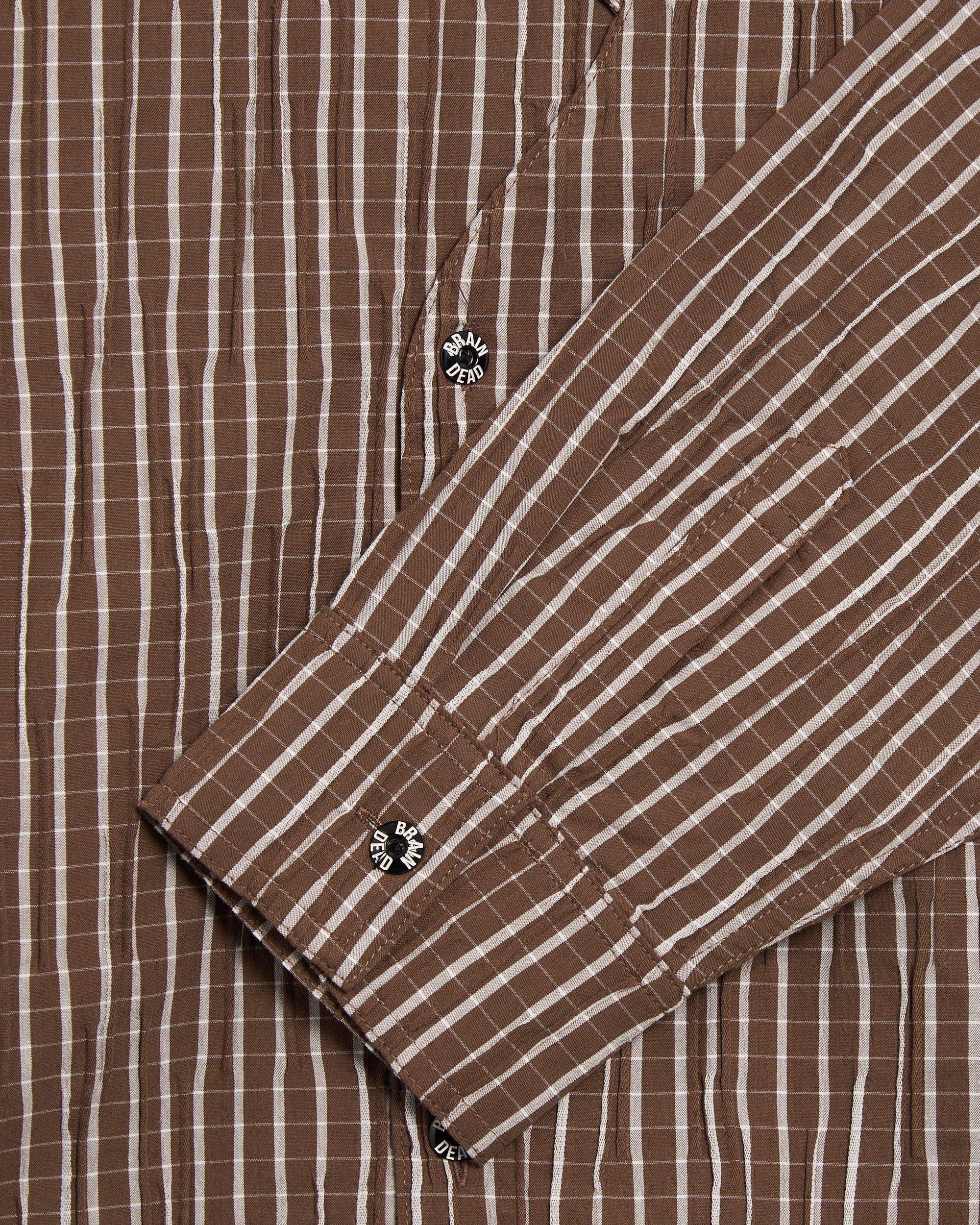 Shirts Brain Dead Organic Placket Striped Relaxed Men's Shirt - BDF25T240045-BROWN