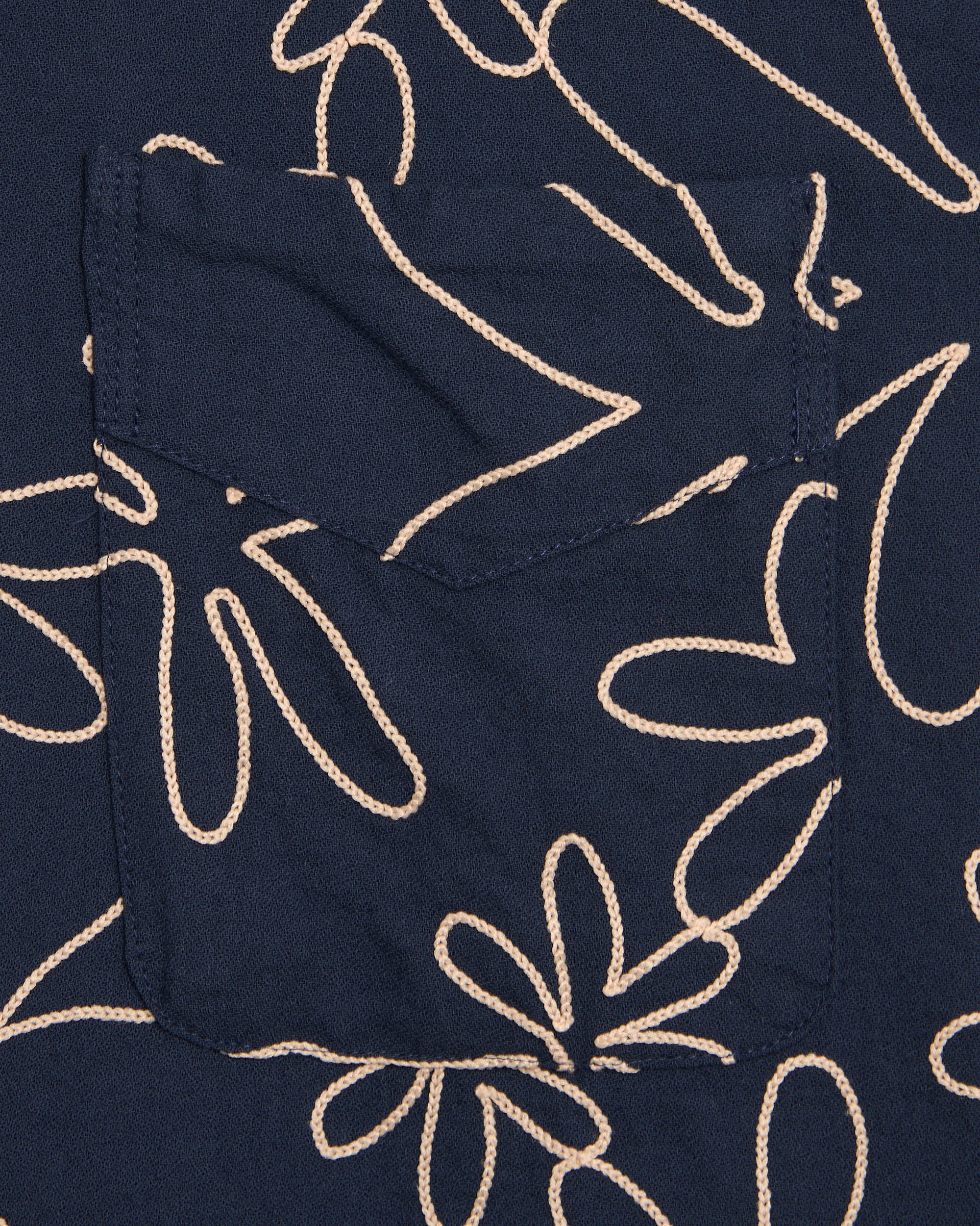 Shirts forét Flower Embroidered Short-Sleeved Men's Shirt - F1044-NAVY