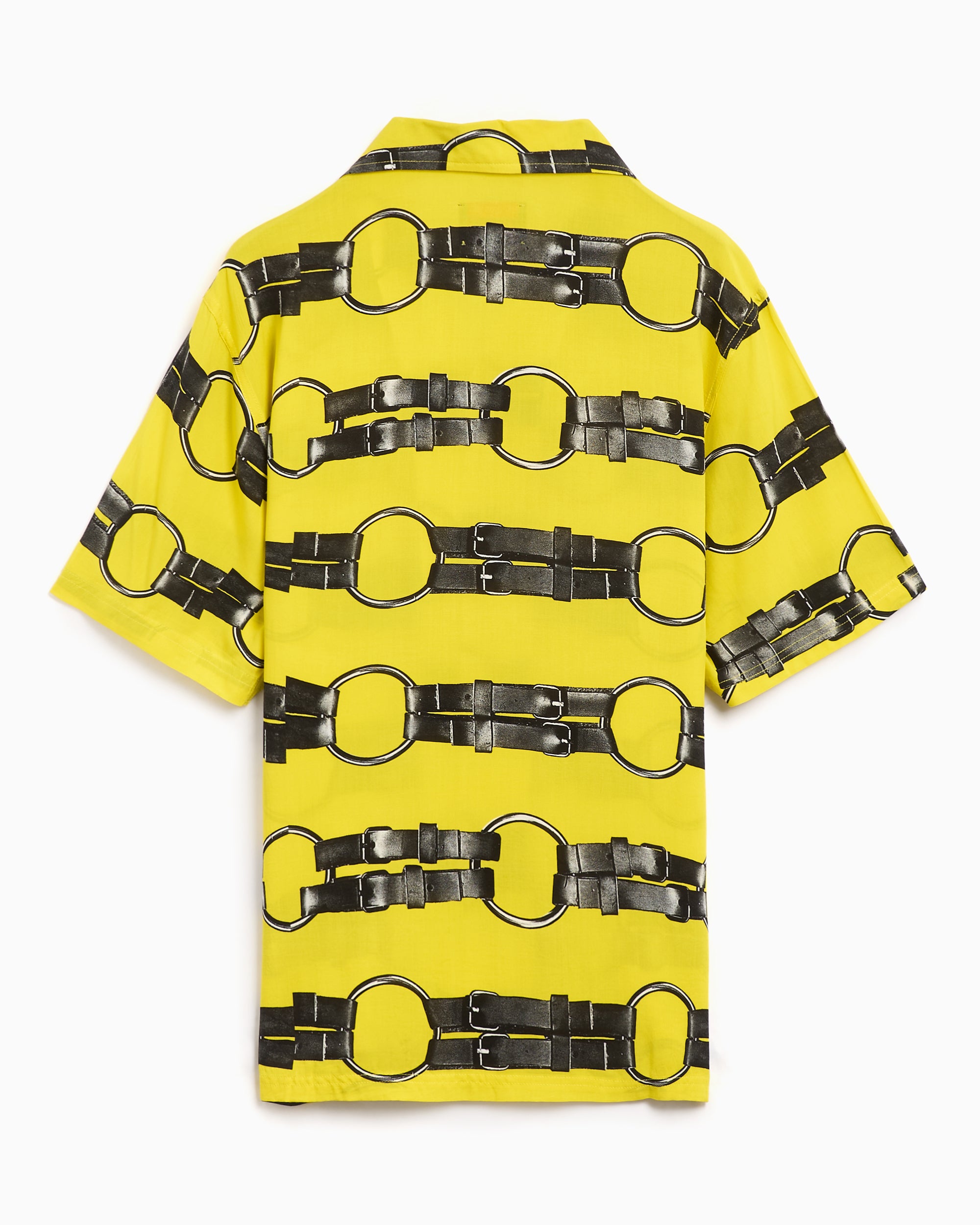 Shirts Pleasures Straps Men's Button Down Short Sleeve Shirt Men's Shirt - P24SU020-YELLOW