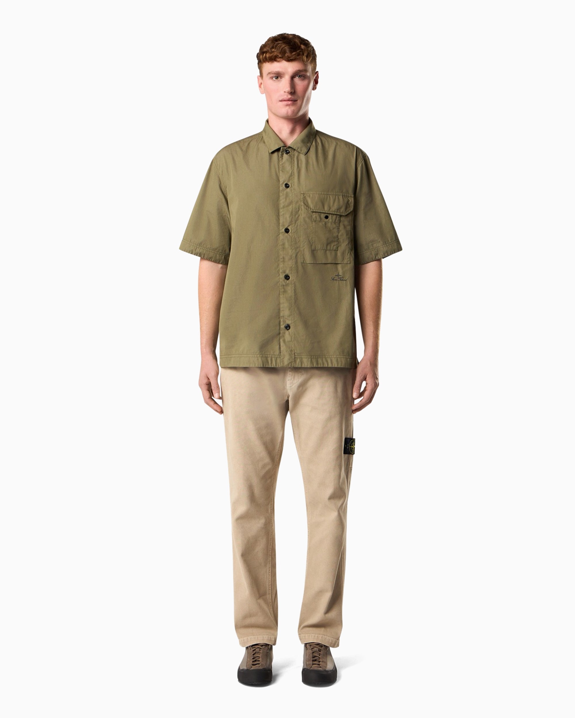 Shirts Stone Island Nylon Micro Ripstop Short-Sleeved Relaxed Men's Shirt - L1S151100026-V005G