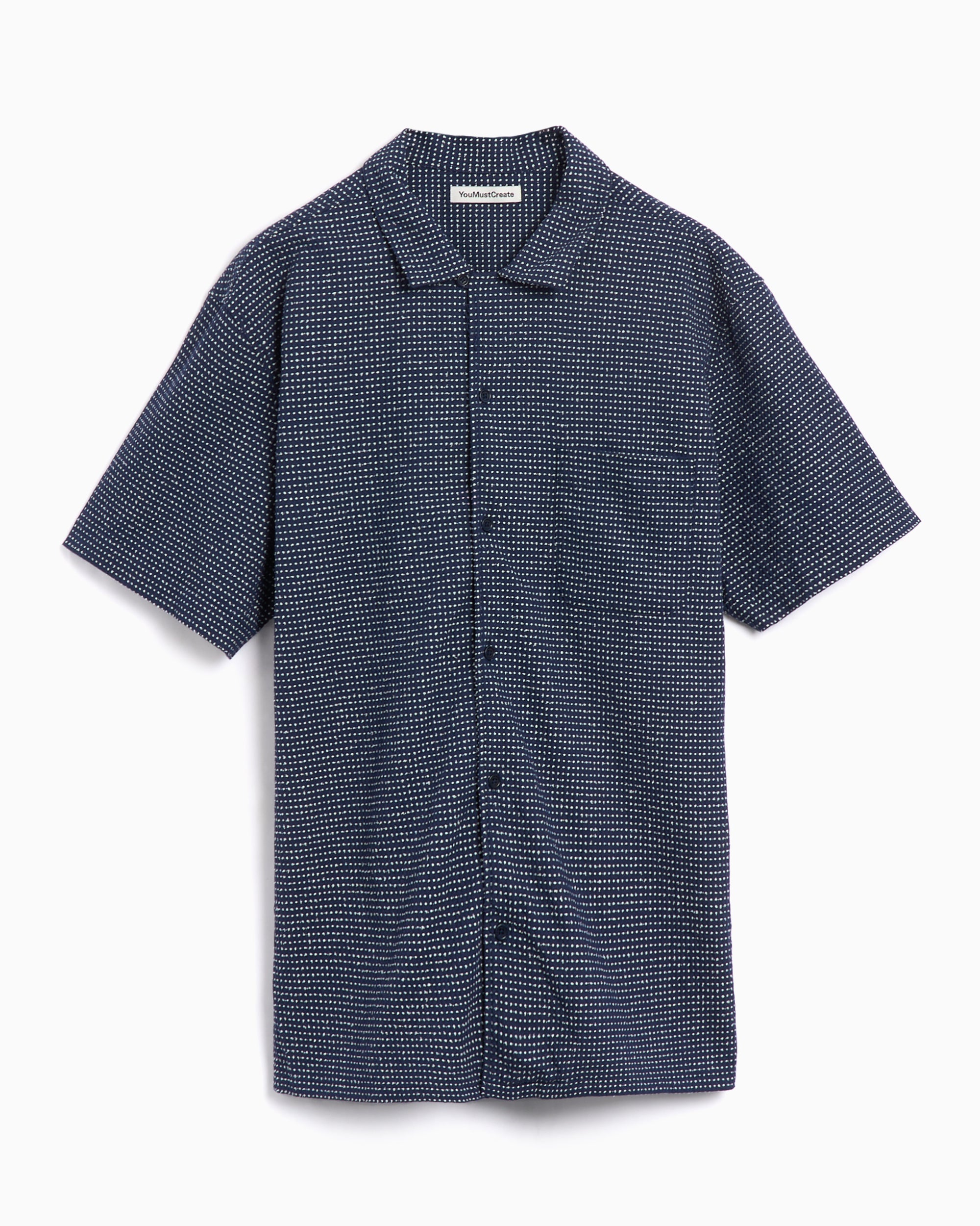 Shirts YMC Malick Men's Short Sleeve Shirt Men's Shirt - P2YAW-BLUE/WHITE
