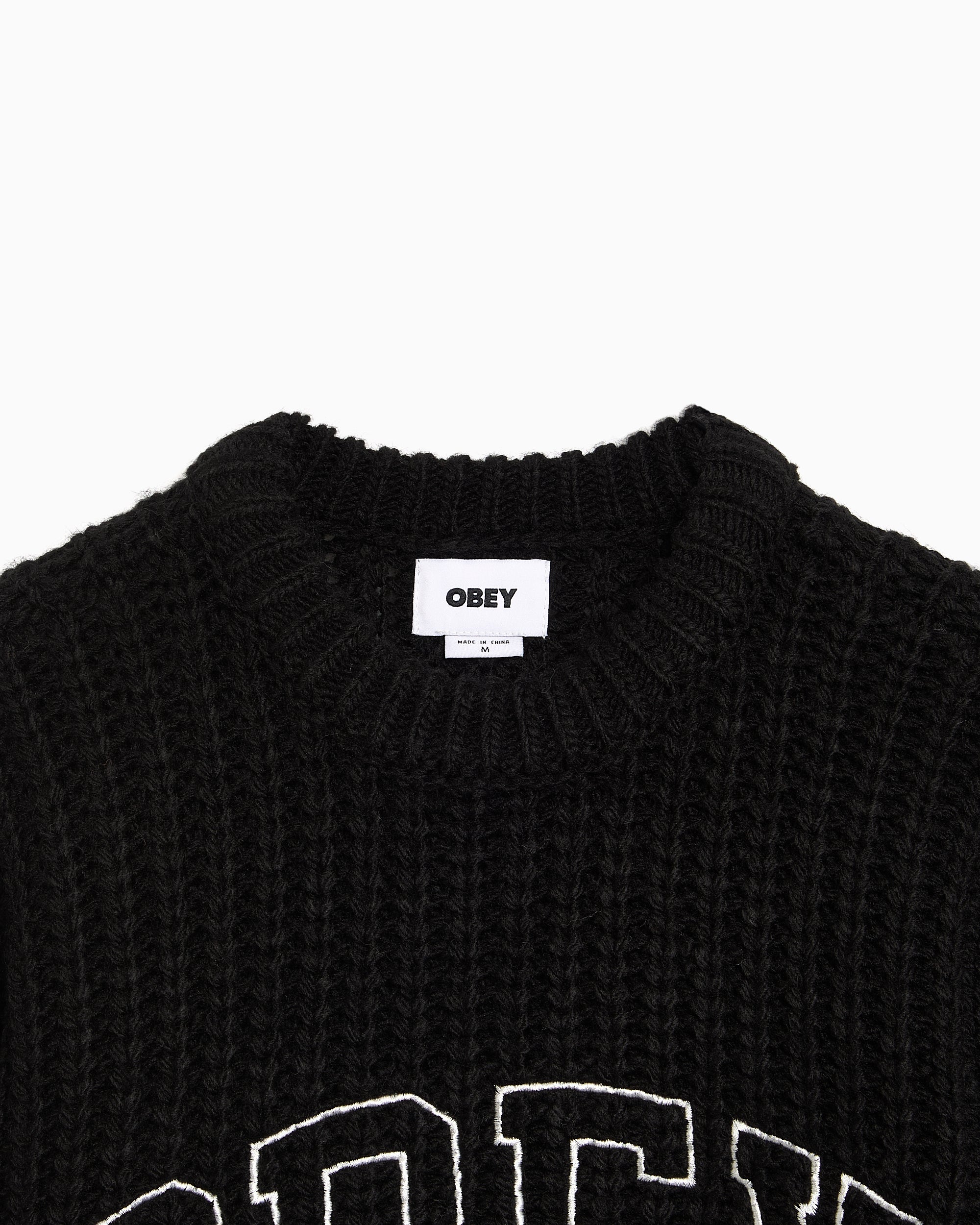 Sweaters OBEY Clothing Collegiate Logo Relaxed Men's Sweater - 151000110-BKM