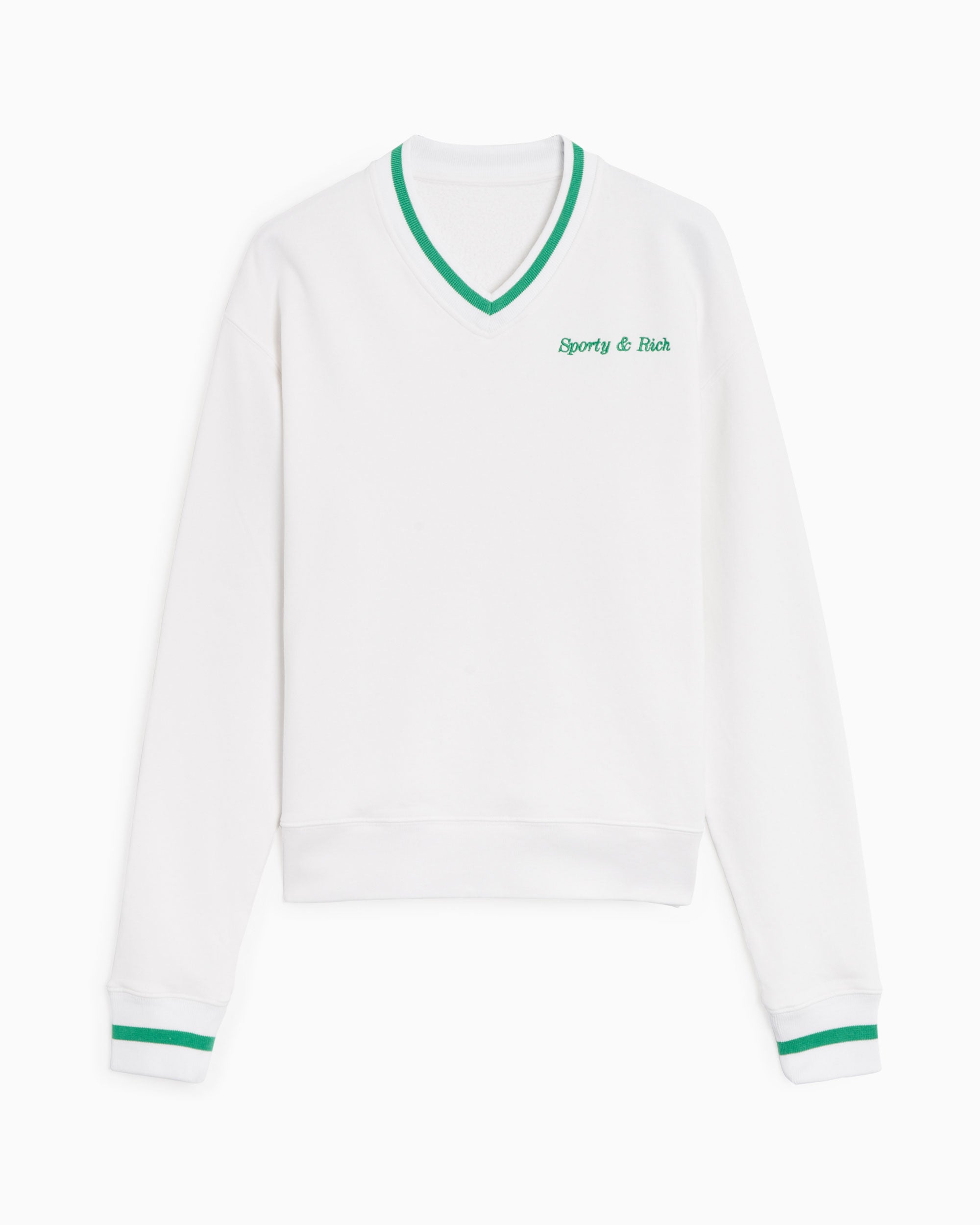 Sweaters Sporty & Rich Classic Logo Embroidered V-Neck Women's Sweater Women's Sweater - VN851WH