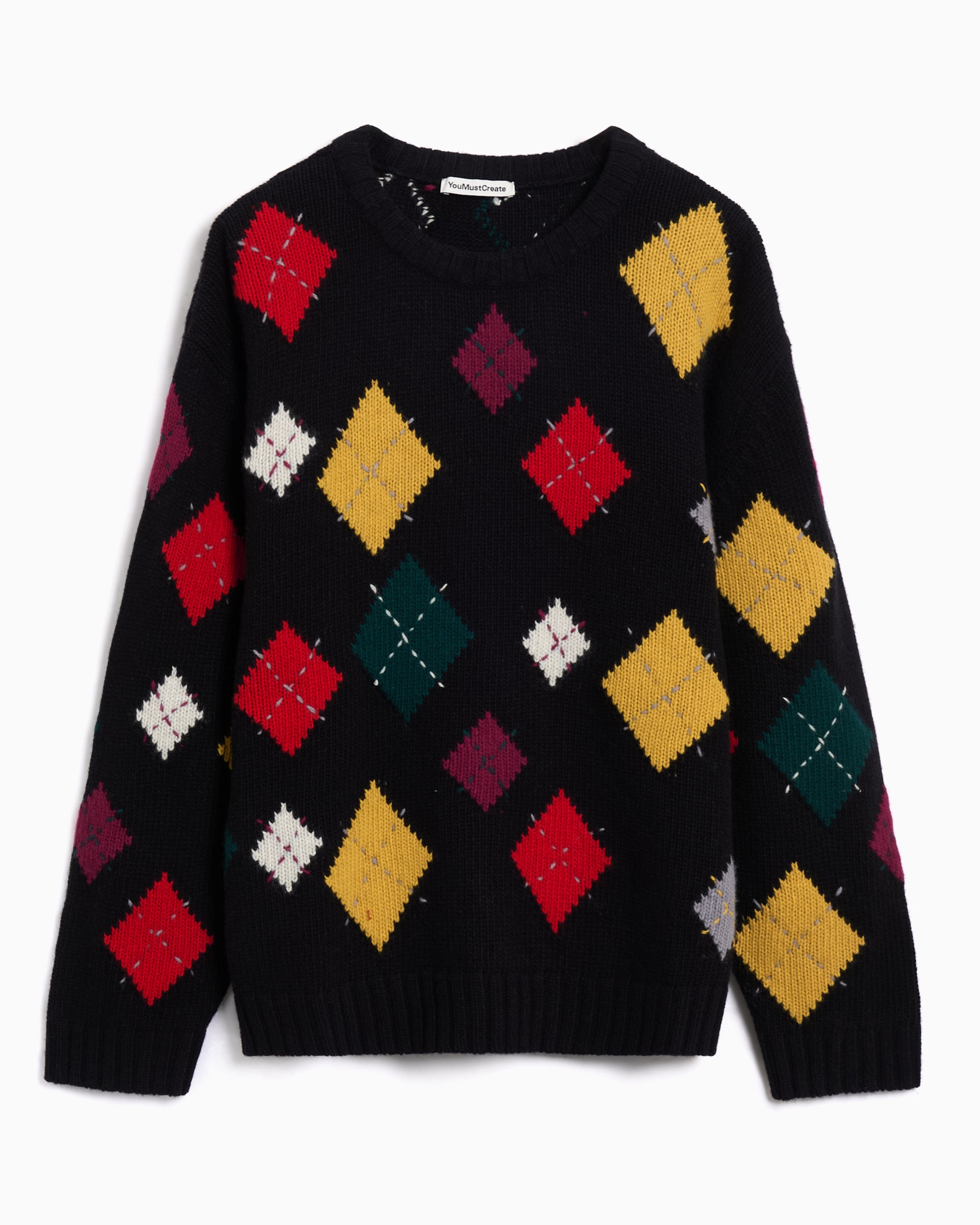 Sweaters YMC Flint Diamonds Relaxed Men's Sweater - P8ZAA-BLACK