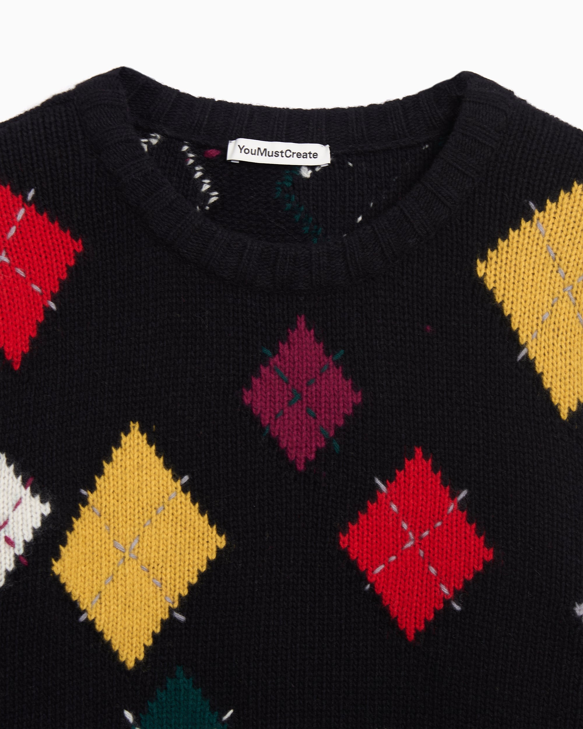 Sweaters YMC Flint Diamonds Relaxed Men's Sweater - P8ZAA-BLACK