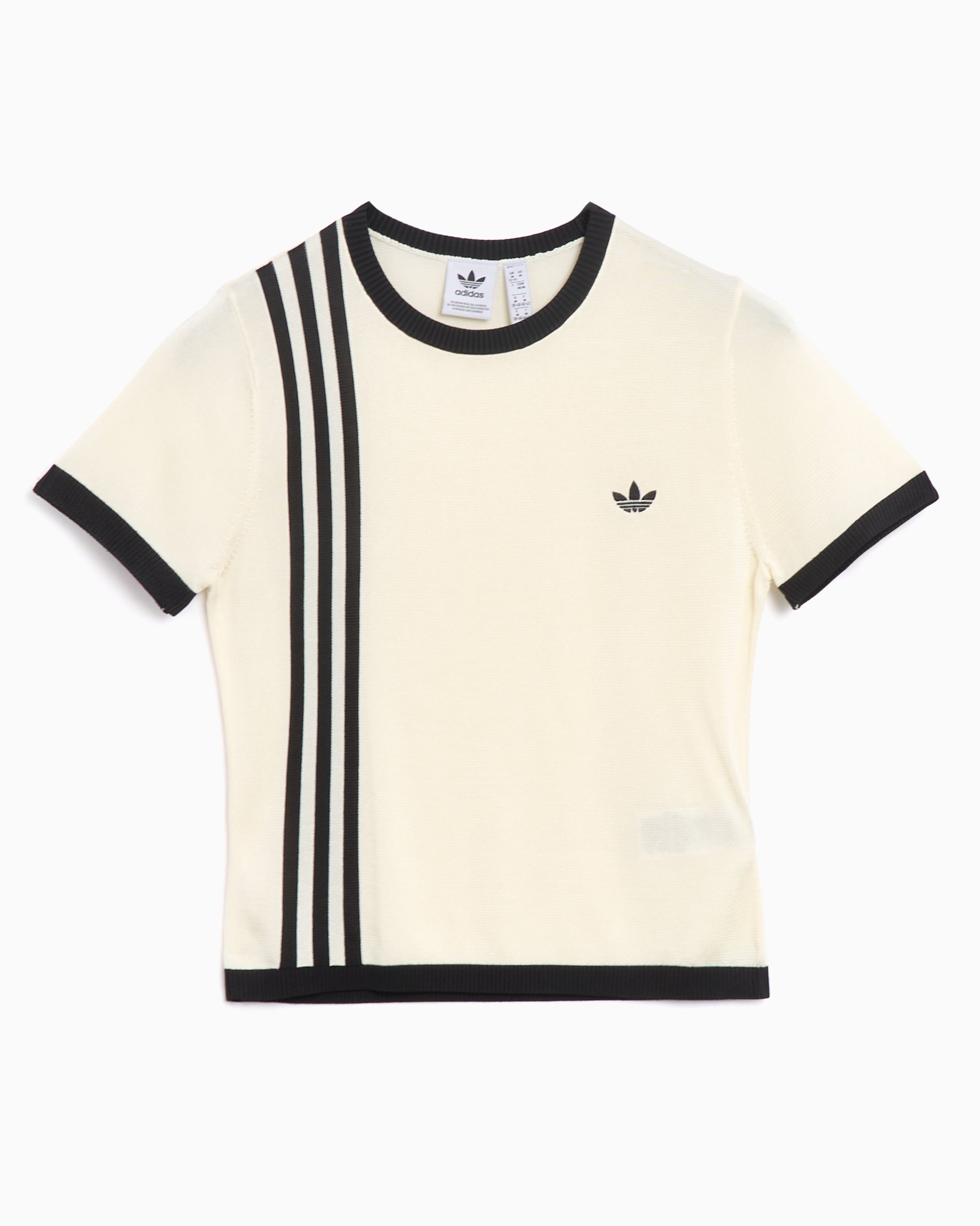 T-Shirts Adidas Originals 3 Stripes Women's Knitted Short T-Shirt Slim Women's T-Shirt - JJ0961