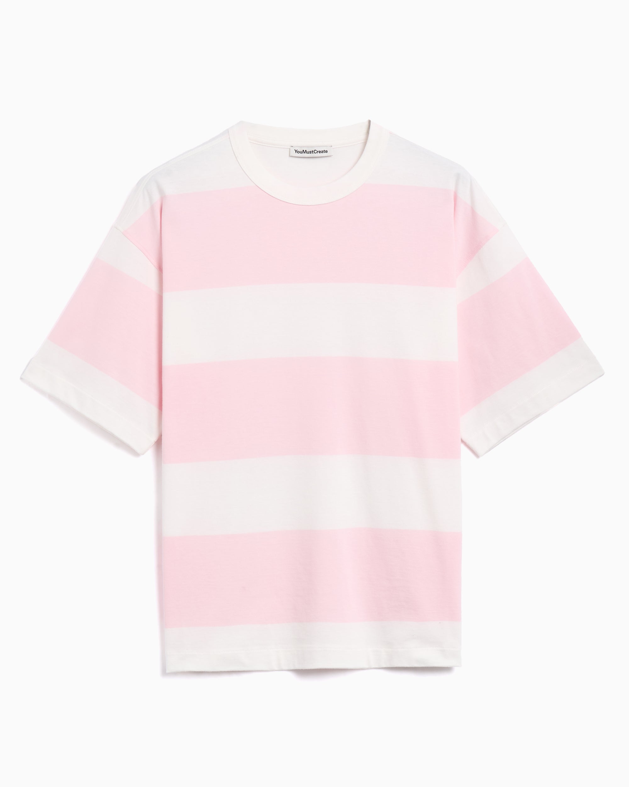 T-Shirts YMC Triple Stripe Oversize Men's T-Shirt Oversize Men's T-Shirt - P6YMD-LIGHTPINKWHITE