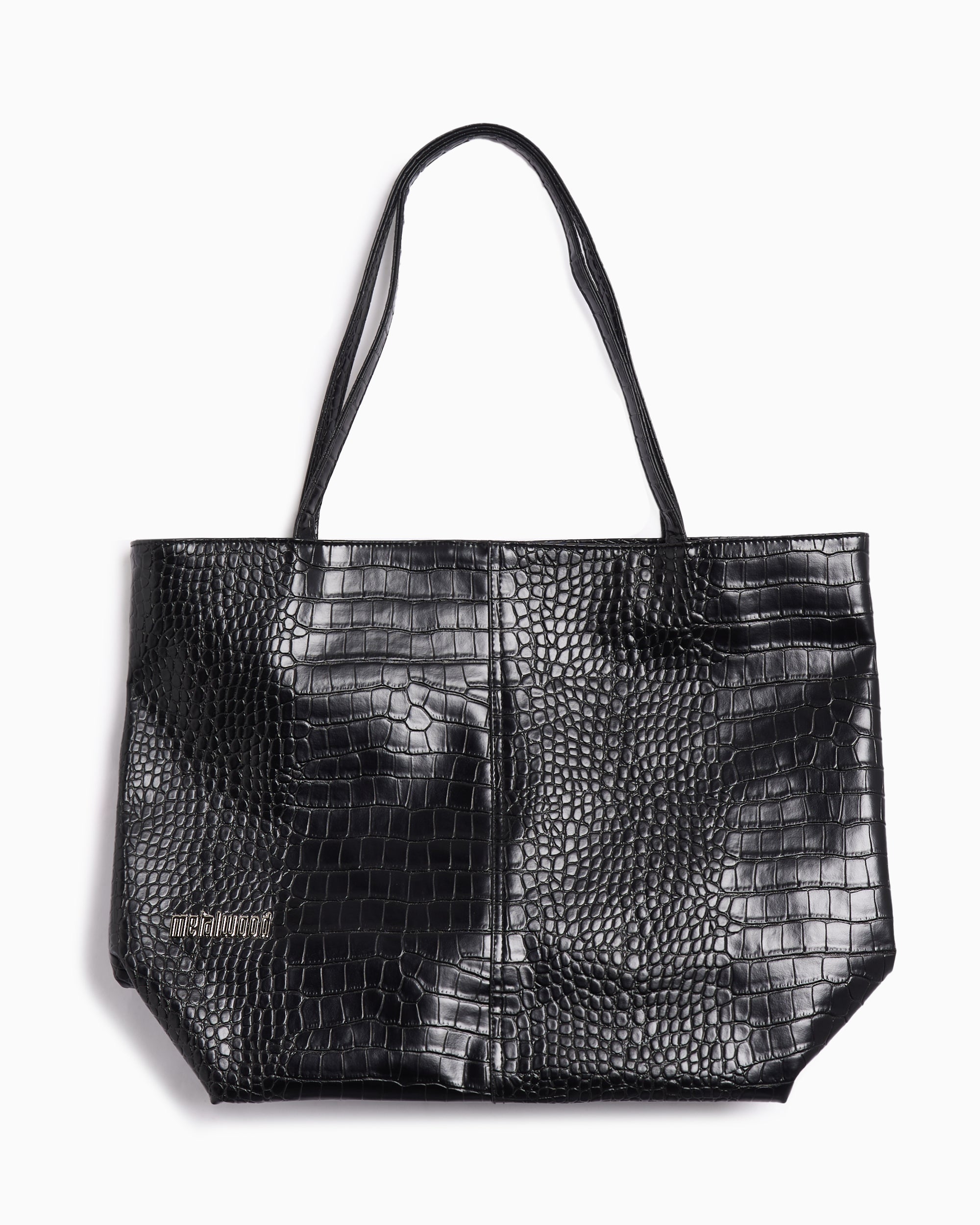 Handbags Metalwood Metal Studio Croc Unisex Shoulder Bag - MWS25-10-02-BLK