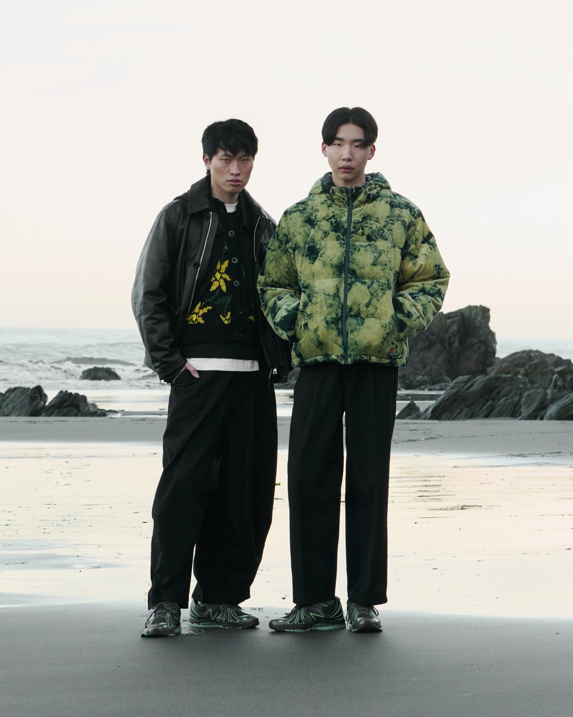 Jackets Coats Brain Dead Bleach Dyed Dimension Men's Down Jacket - BDF25O080045-OLIVE