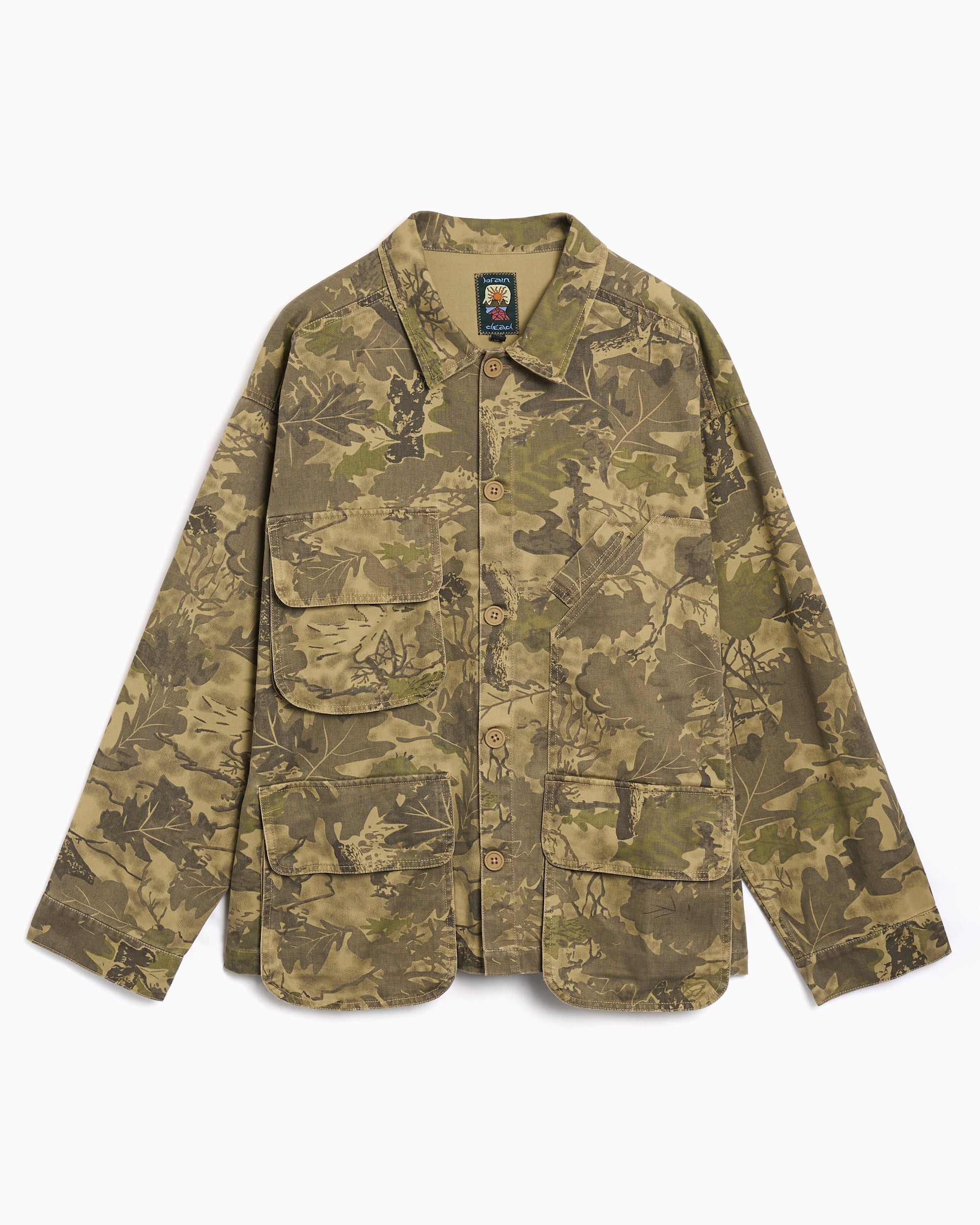 Jackets Coats Brain Dead Military Camo Print Men's Work Jacket - BDF25T170045-FEAFCAMO