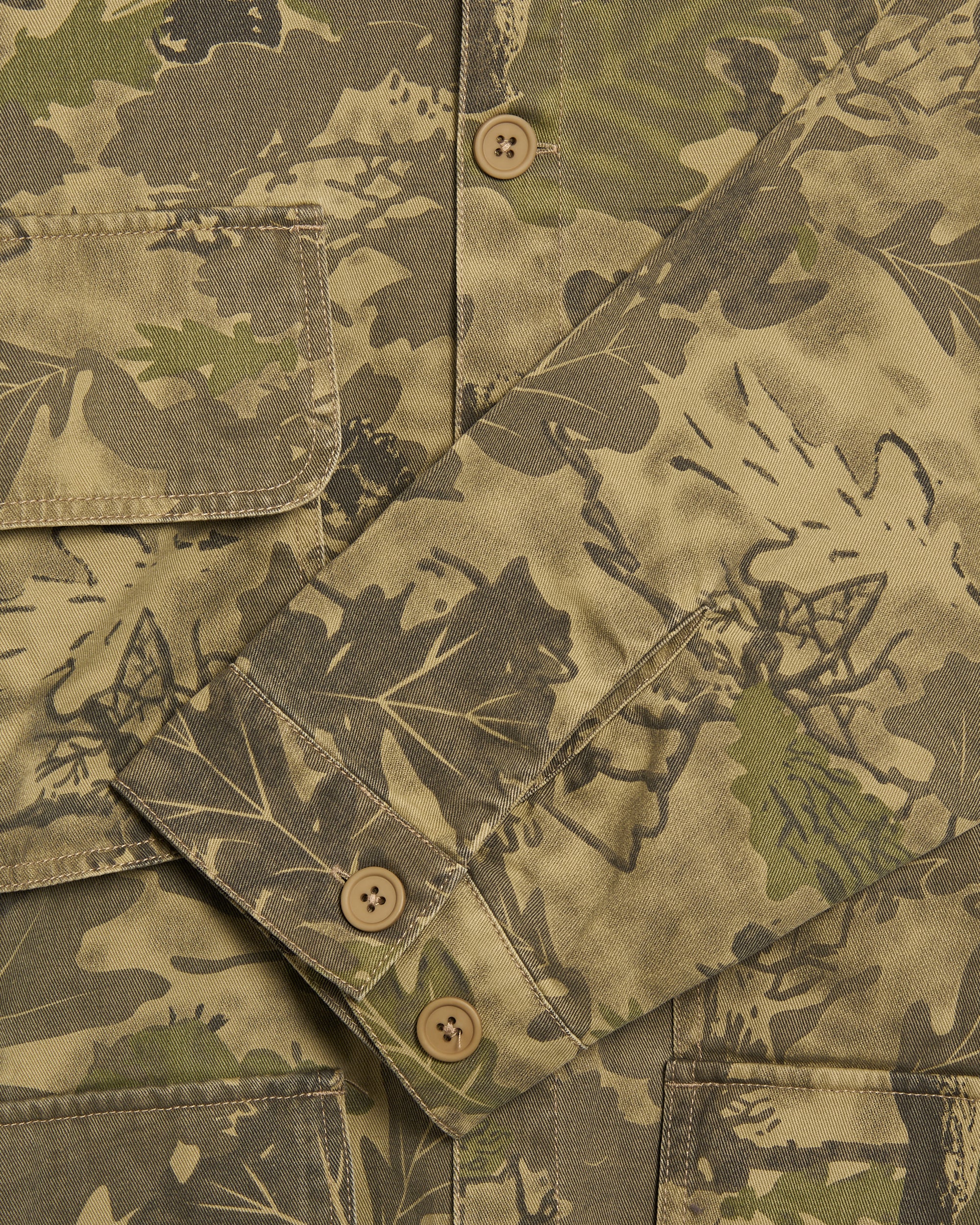 Jackets Coats Brain Dead Military Camo Print Men's Work Jacket - BDF25T170045-FEAFCAMO