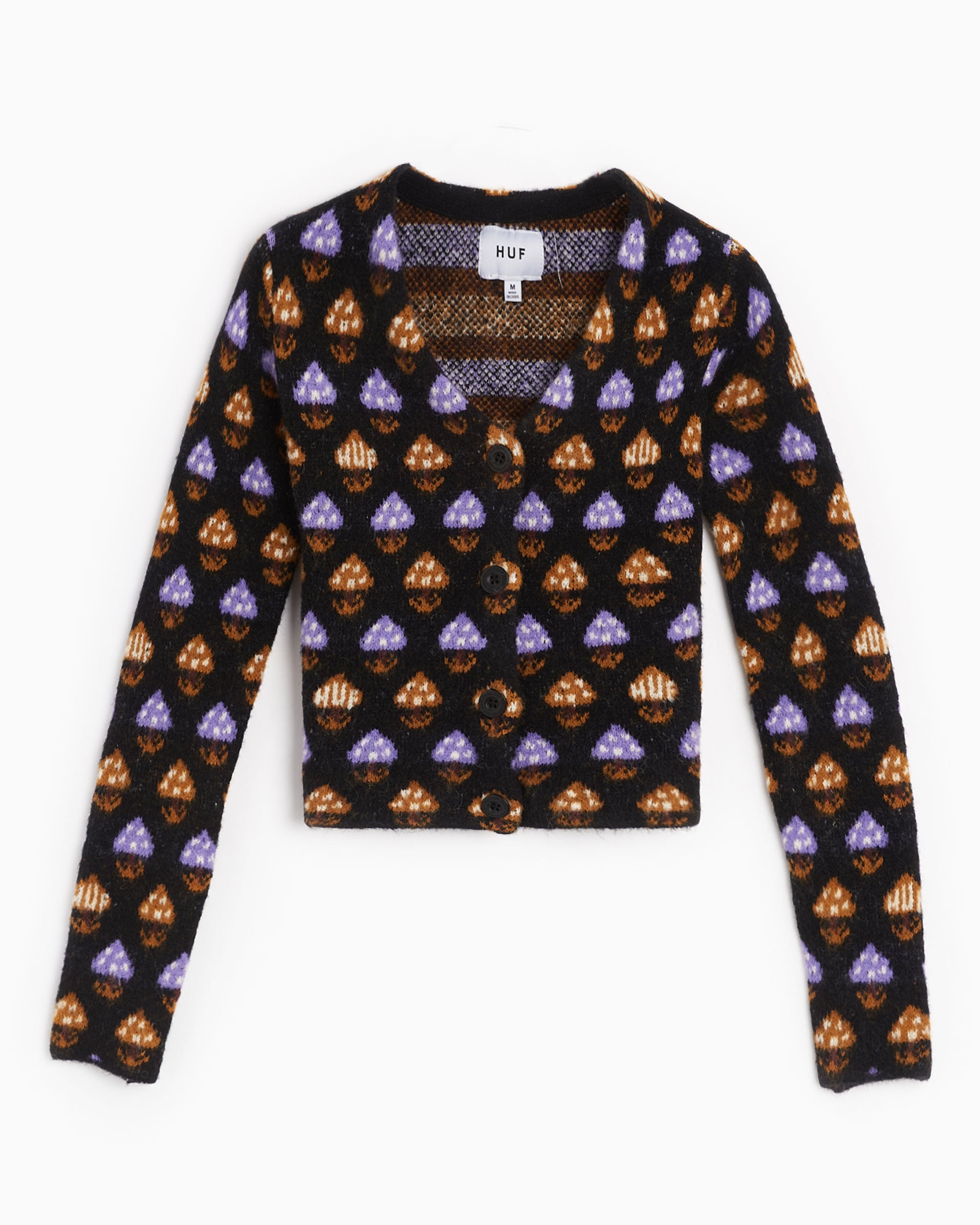 Jackets Coats HUF Shroom Women's Cropped Cardigan Women's Cardigan - WKN0044-BLACK