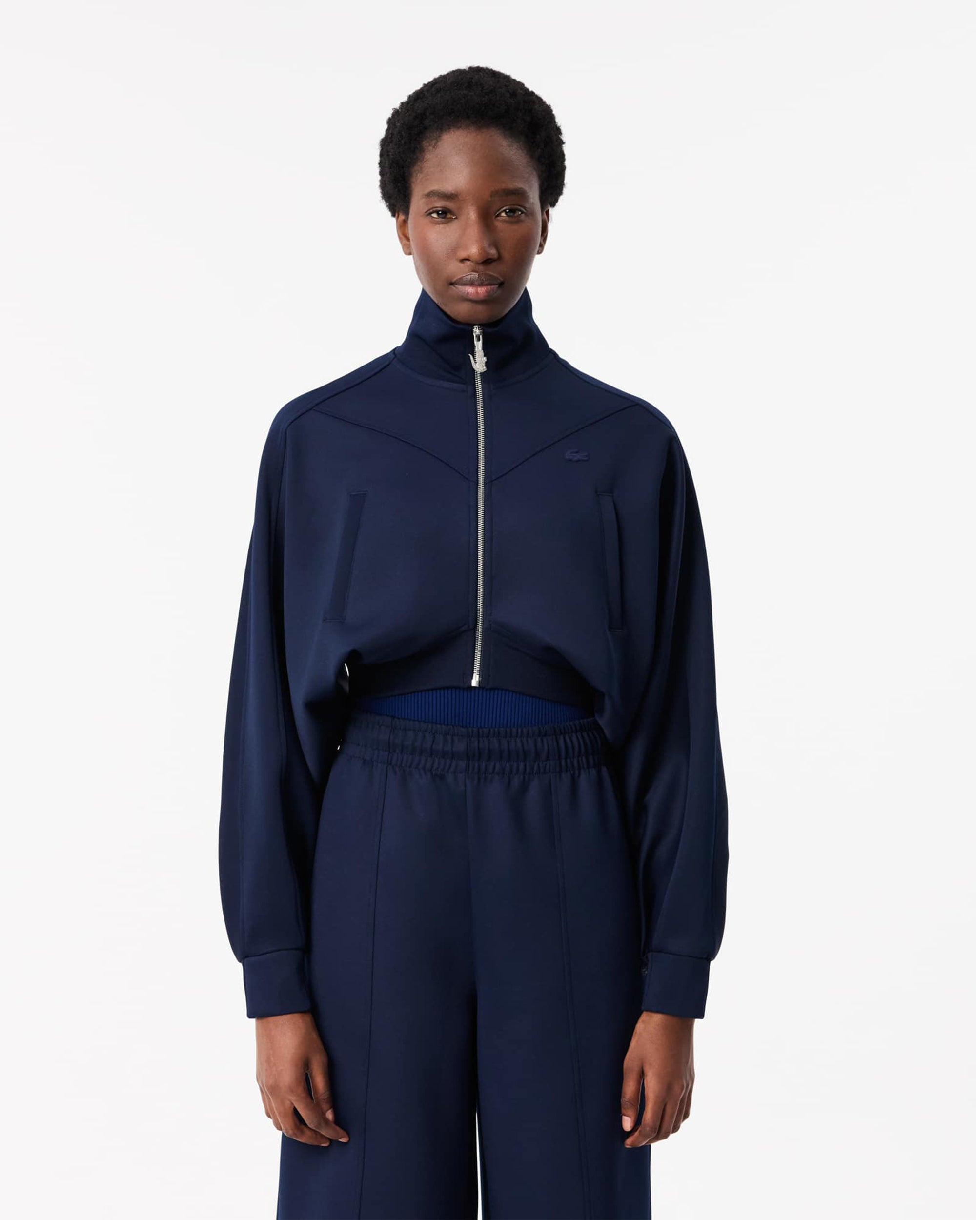 Jackets Coats Lacoste Women's Cropped High Neck Zip-Up Interlock Jacket - SF3567-00-166