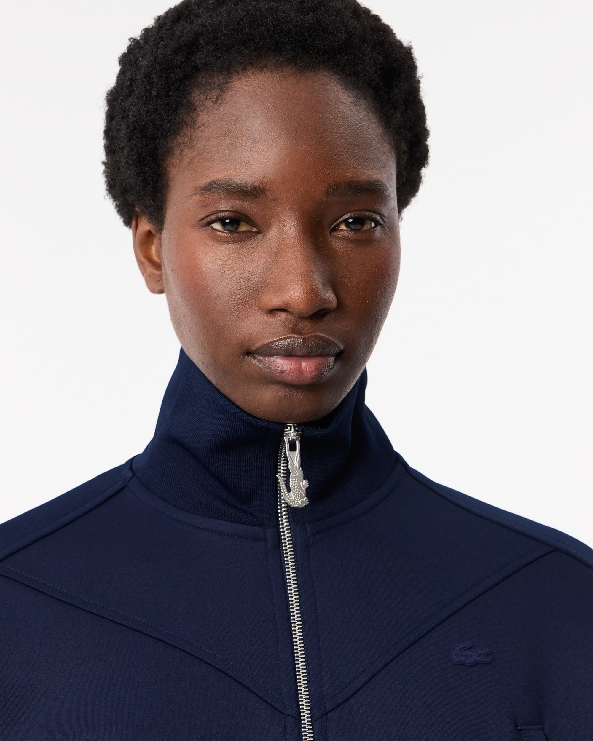 Jackets Coats Lacoste Women's Cropped High Neck Zip-Up Interlock Jacket - SF3567-00-166