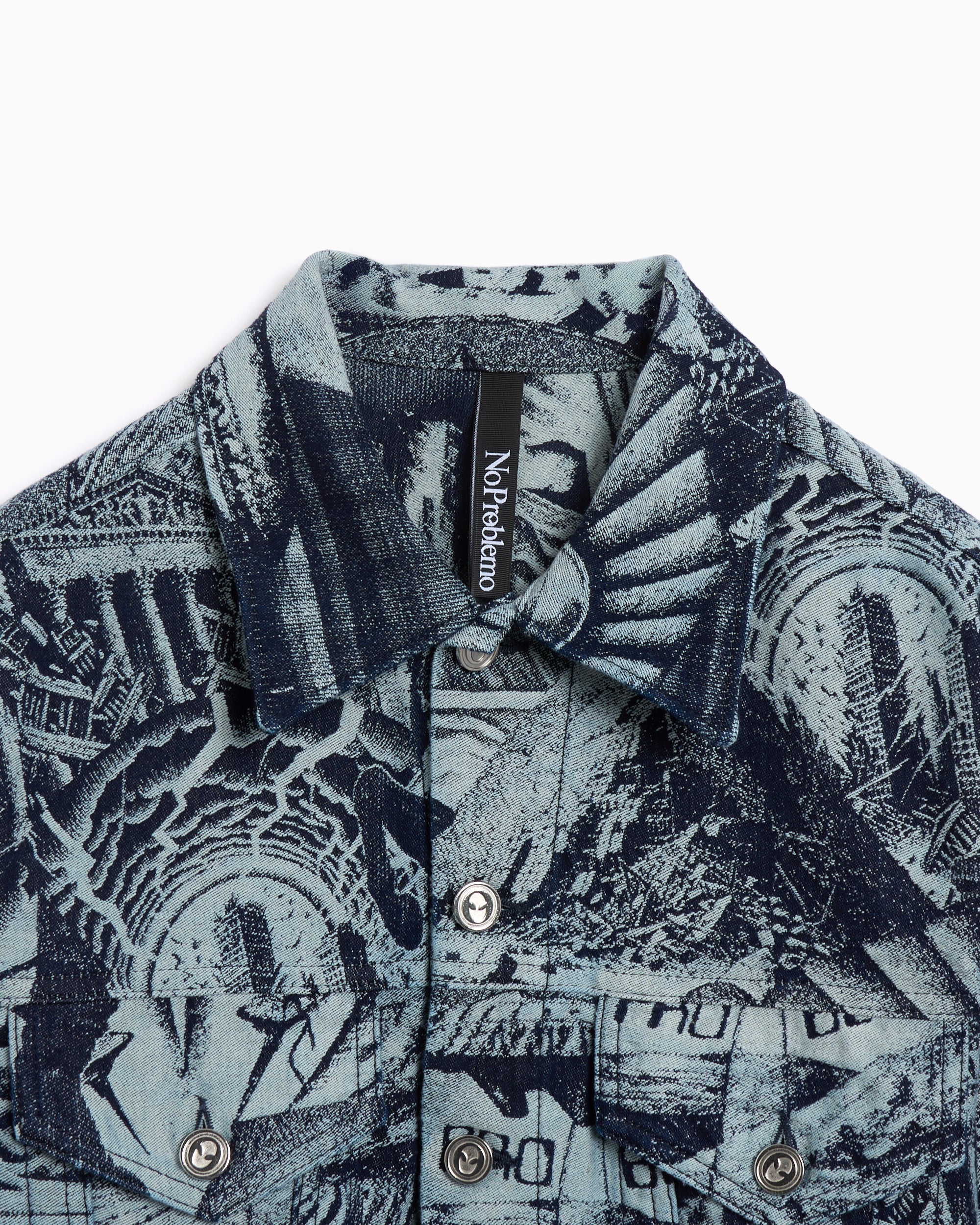 Jackets Coats No Problemo Apocalypse Jacquard Men's Trucker Jacket Men's Denim Jacket - NP7000003-BLU