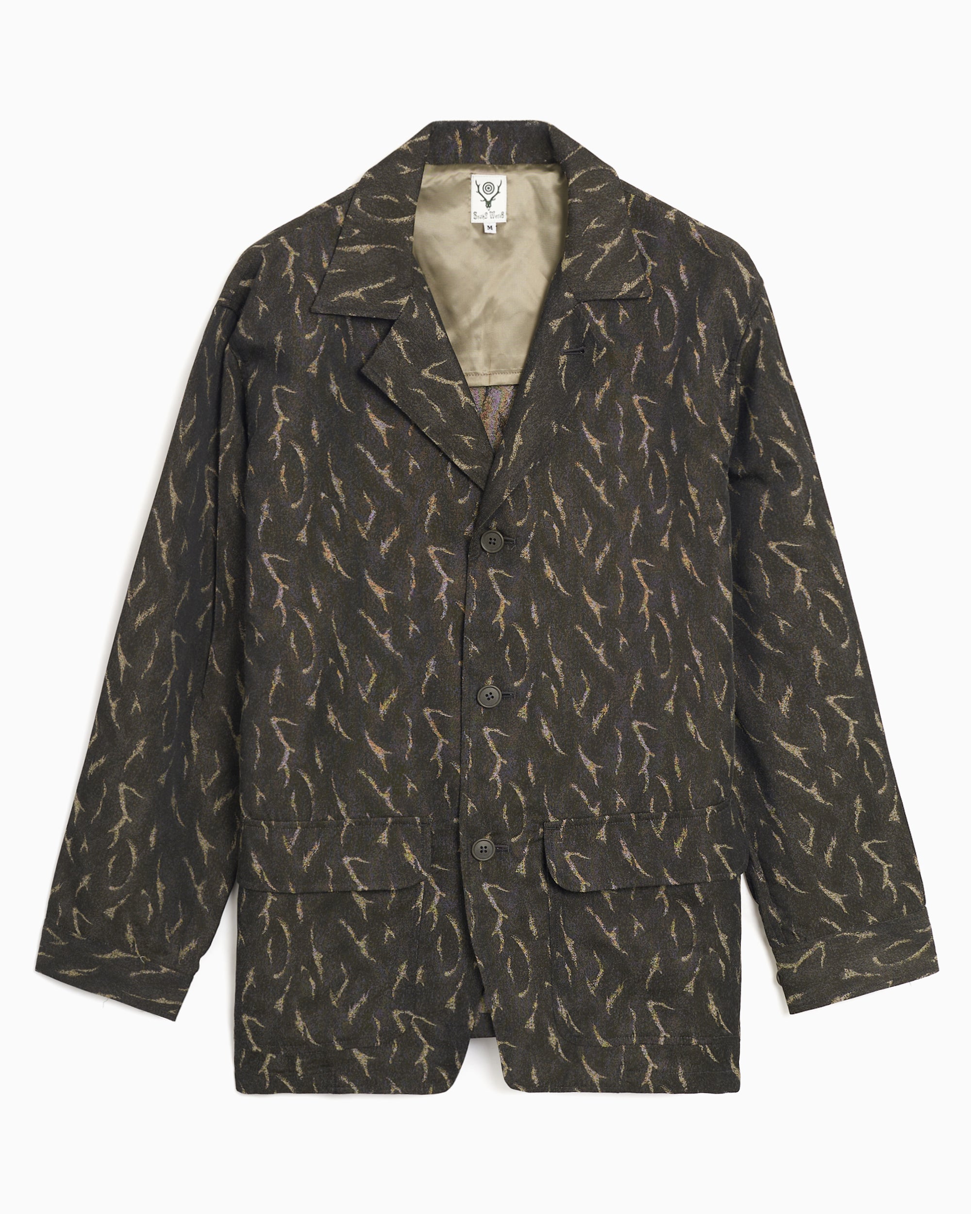 Jackets Coats South2 West8 Pen Camo Jacquard Men's Blazer - QV594-A-Olive