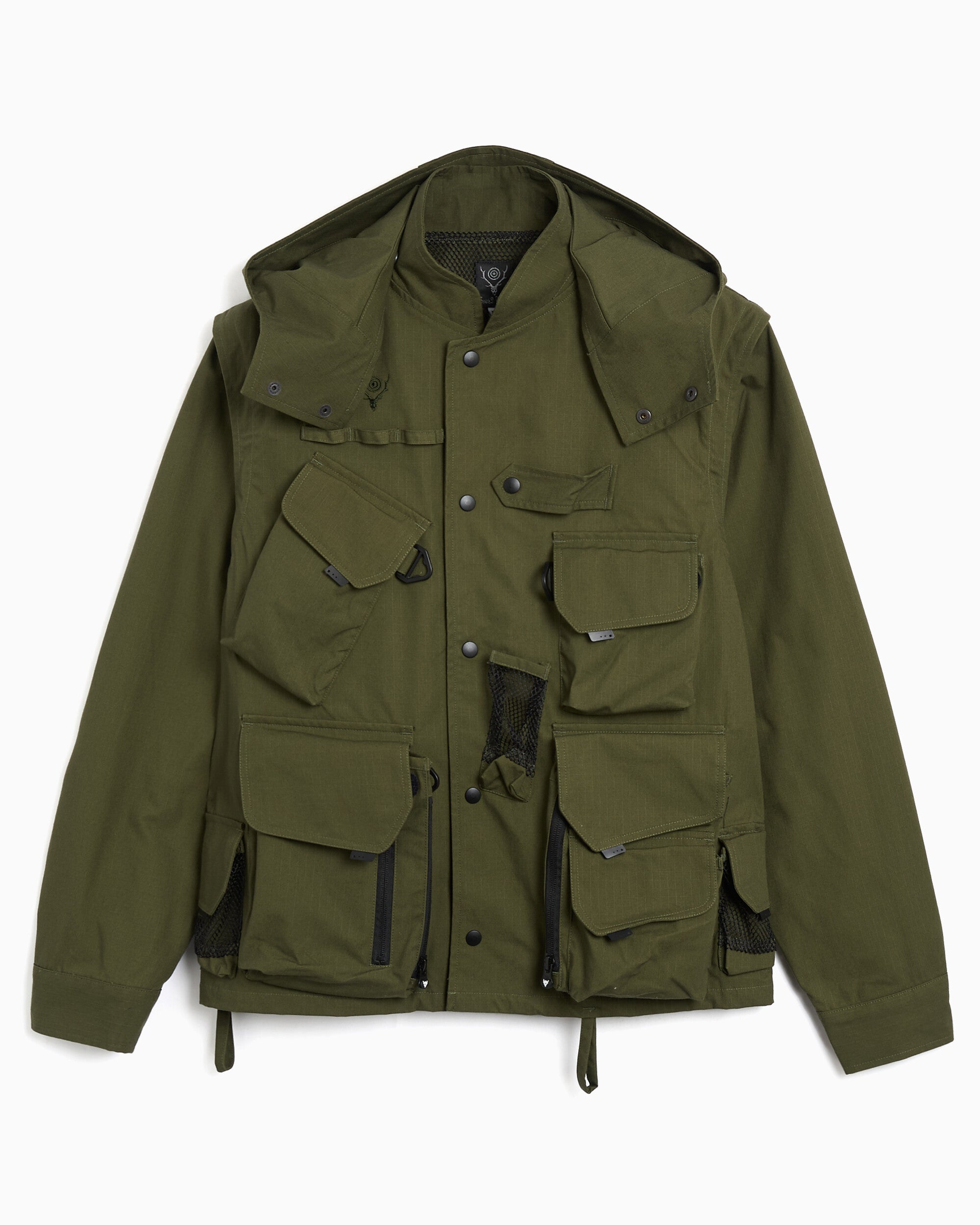 Jackets Coats South2 West8 Tenkara Trout Detachable Relaxed Men's Rain Jacket - SX643-A-Olive