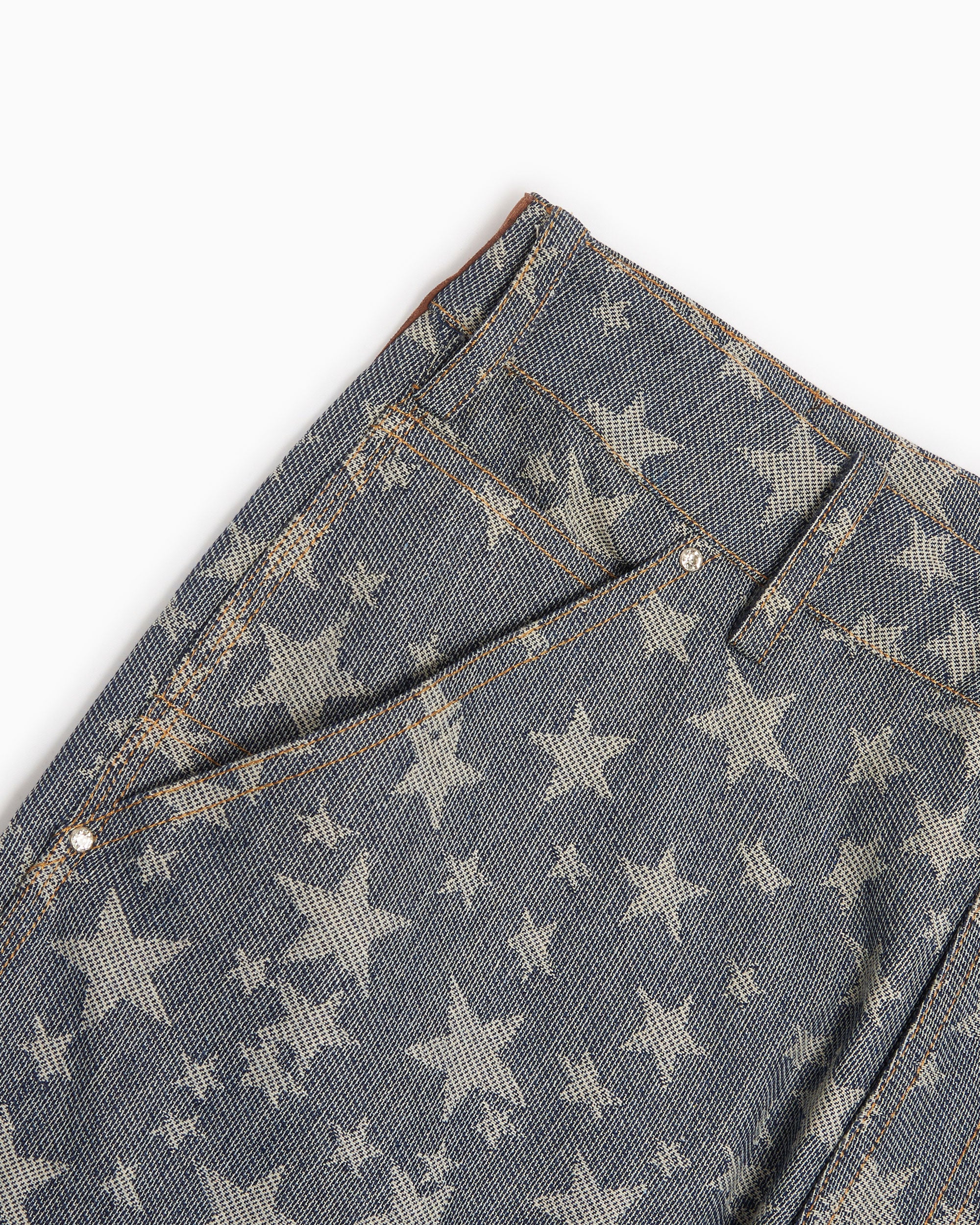 Pants Advisory Board Crystals Abc. Crystal Rivet Men's Double Knee Pants Men's Pants - ABCDFW23CRDKP-Dark Indigo