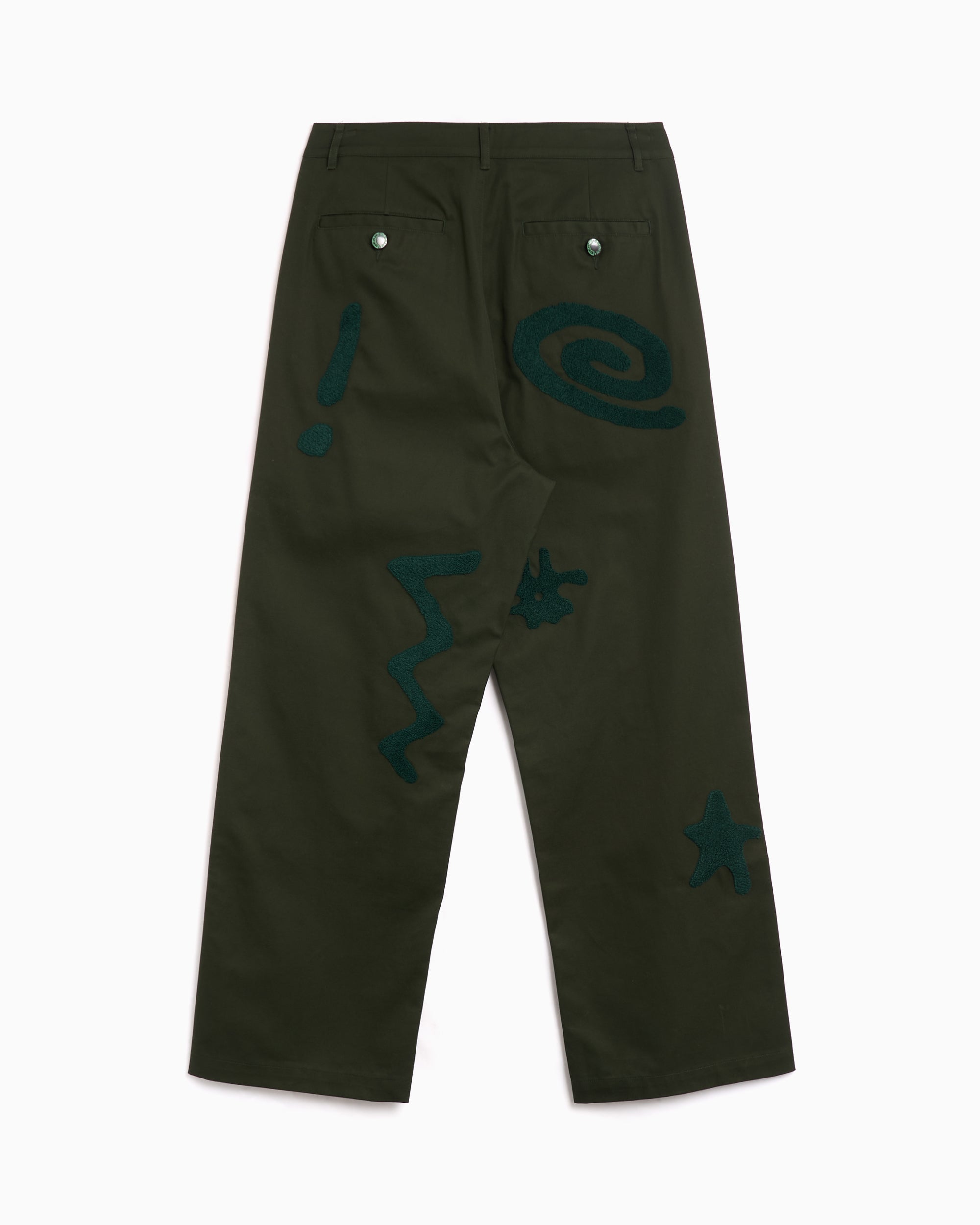 Pants Brain Dead Chenille Symbols Four Pocket Men's Pants Men's Pants - F24B12004045-DEEP GREEN