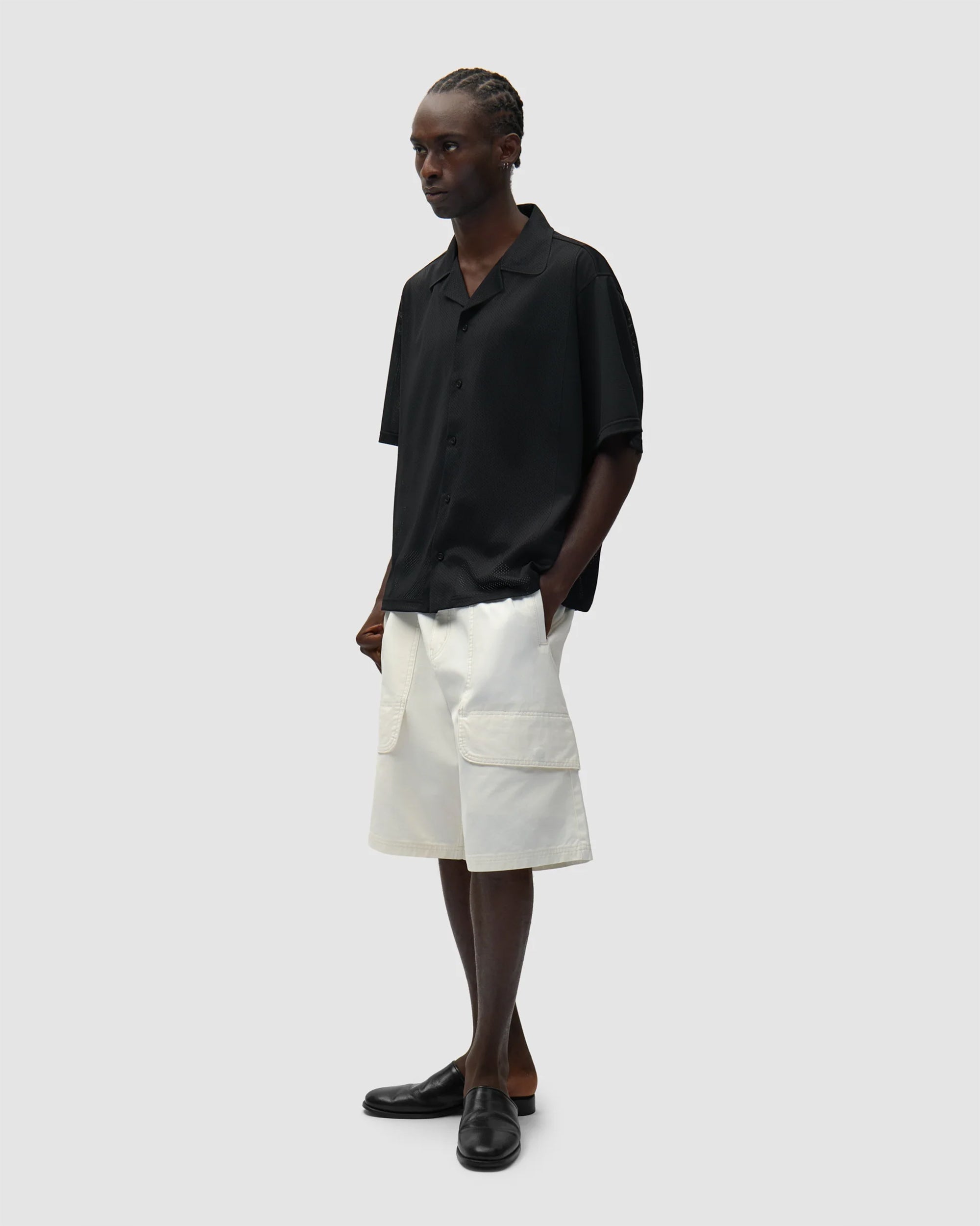 Shirts Arte Antwerp Mesh Short-Sleeved Relaxed Men's Shirt - SS26-004S-Black