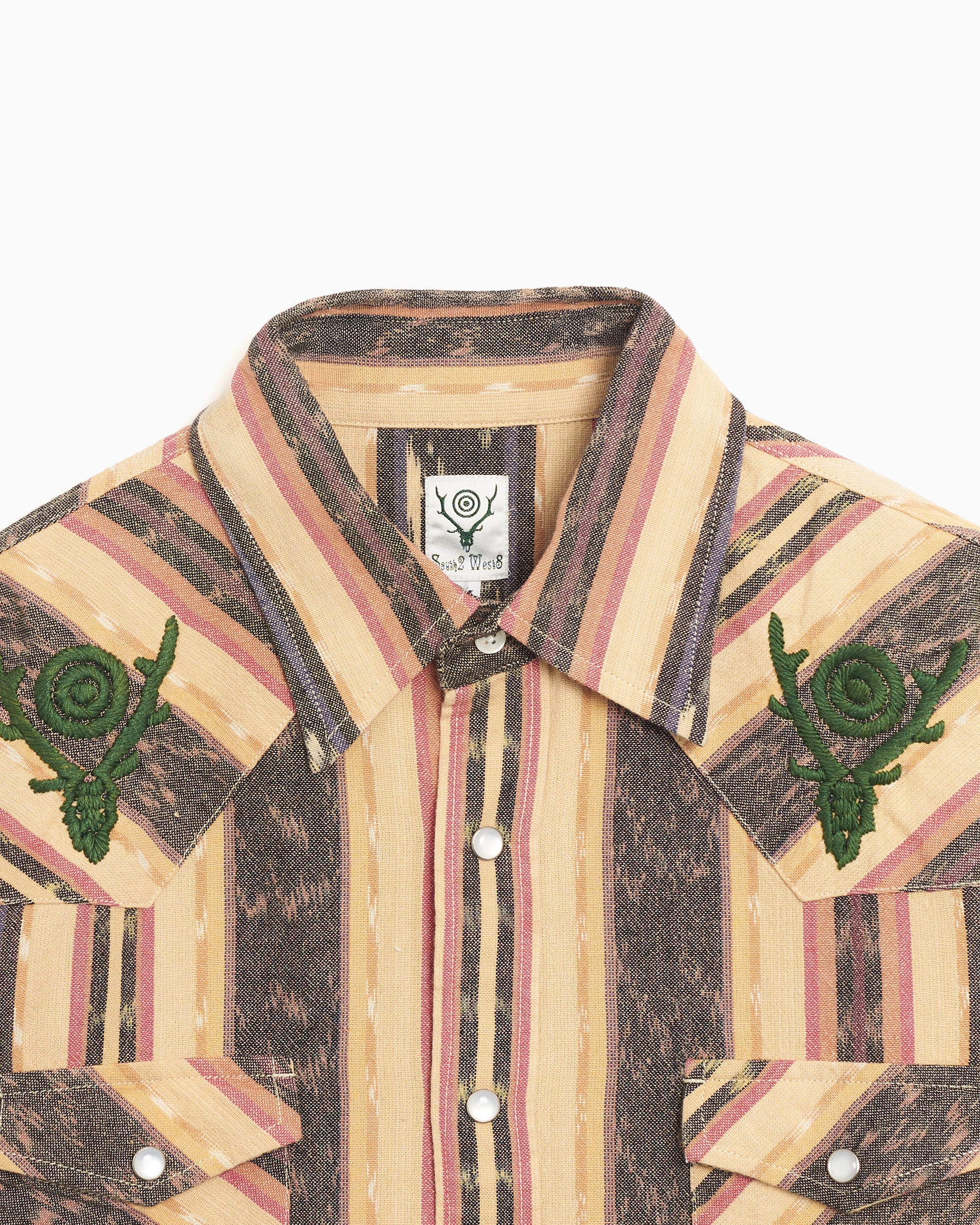 Shirts South2 West8 Western Logo Men's Shirt - QV621-B-Khaki