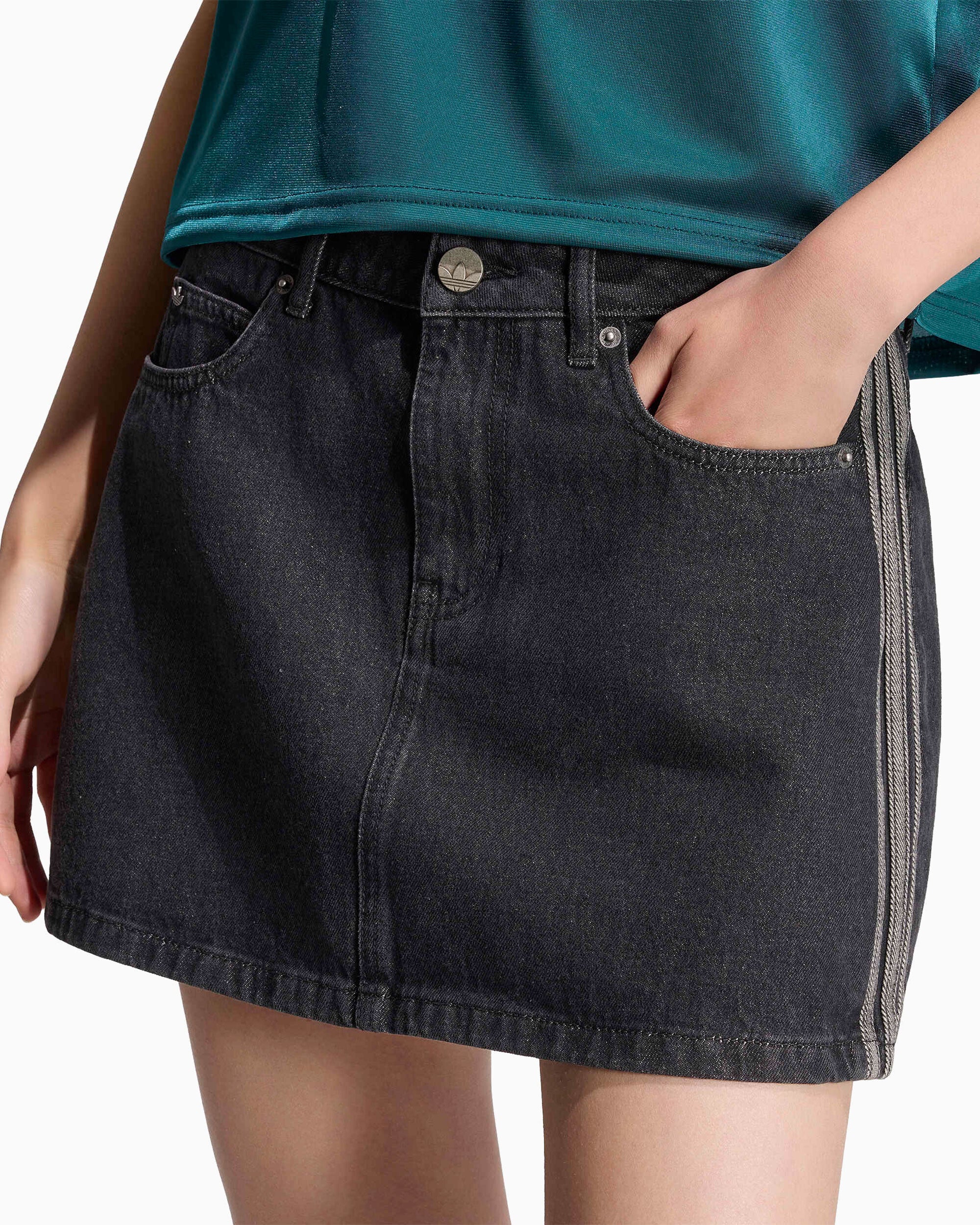 Skirts adidas Originals Denim 3 Stripes Women's Short Skirt - KQ6485