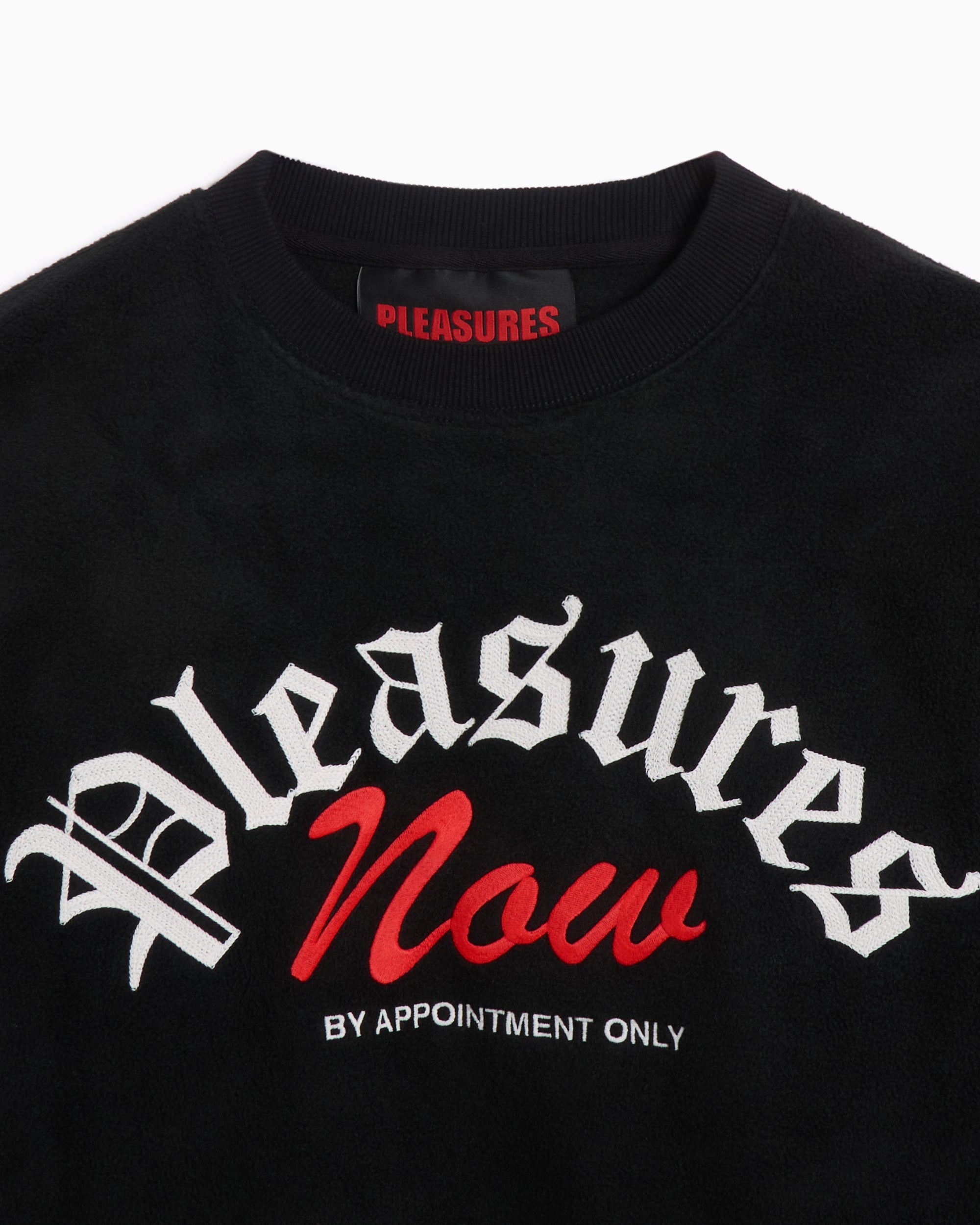 Sweatshirts Pleasures Appointment Fleece Men's Crewneck Sweatshirt Men's Sweatshirt - P24W019-BLACK