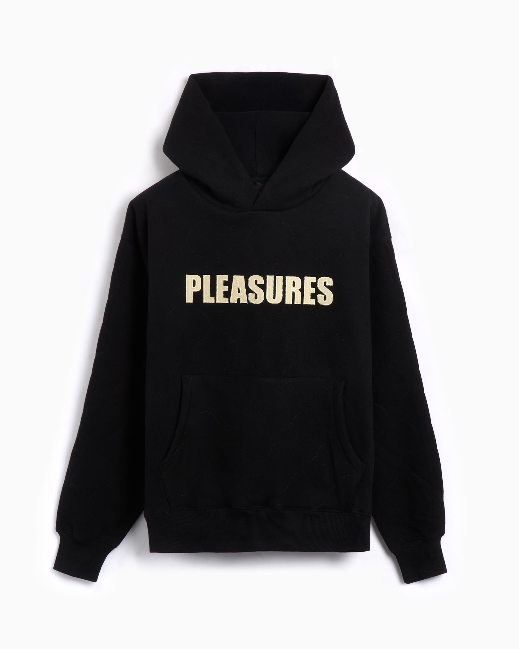 Sweatshirts Pleasures Wave Quilted Relaxed Men's Hoodie - P24W007-BLACK