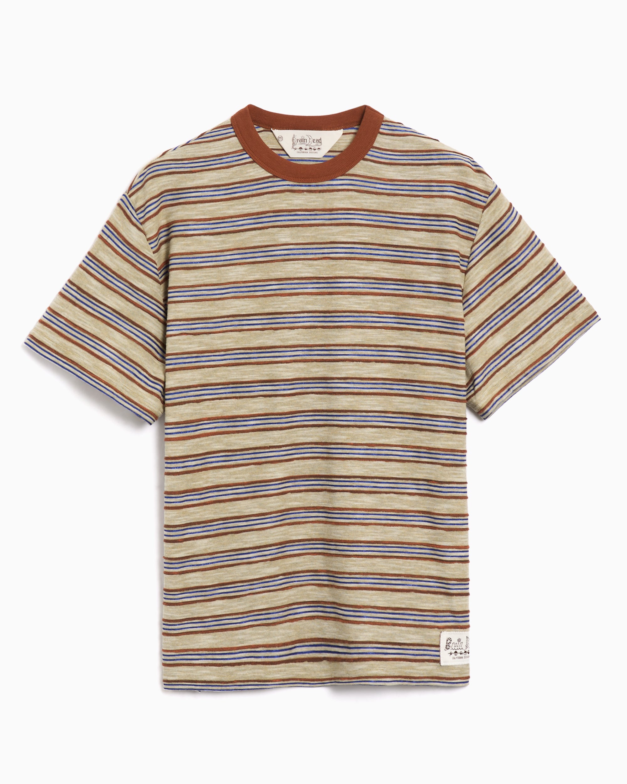 T-Shirts Brain Dead Pudu Striped Men's T-Shirt - BDF25TO00047-NATU