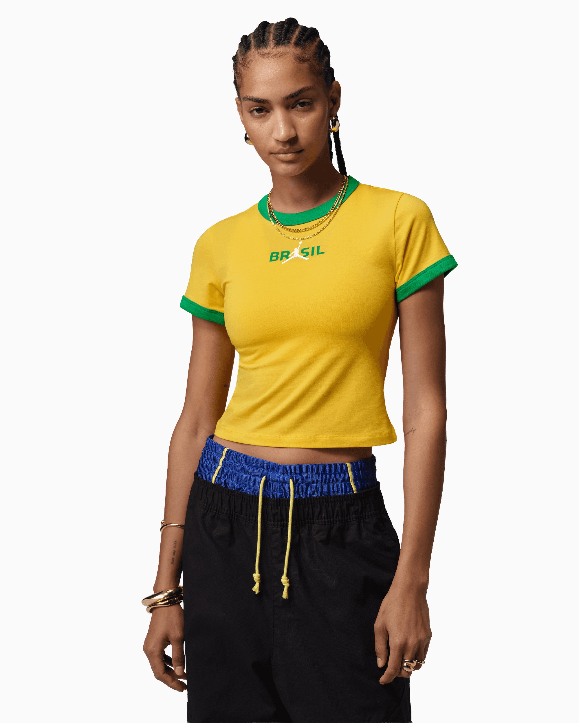 T-Shirts Jordan Brasil Logo Crop Women's T-Shirt - IF3926-741