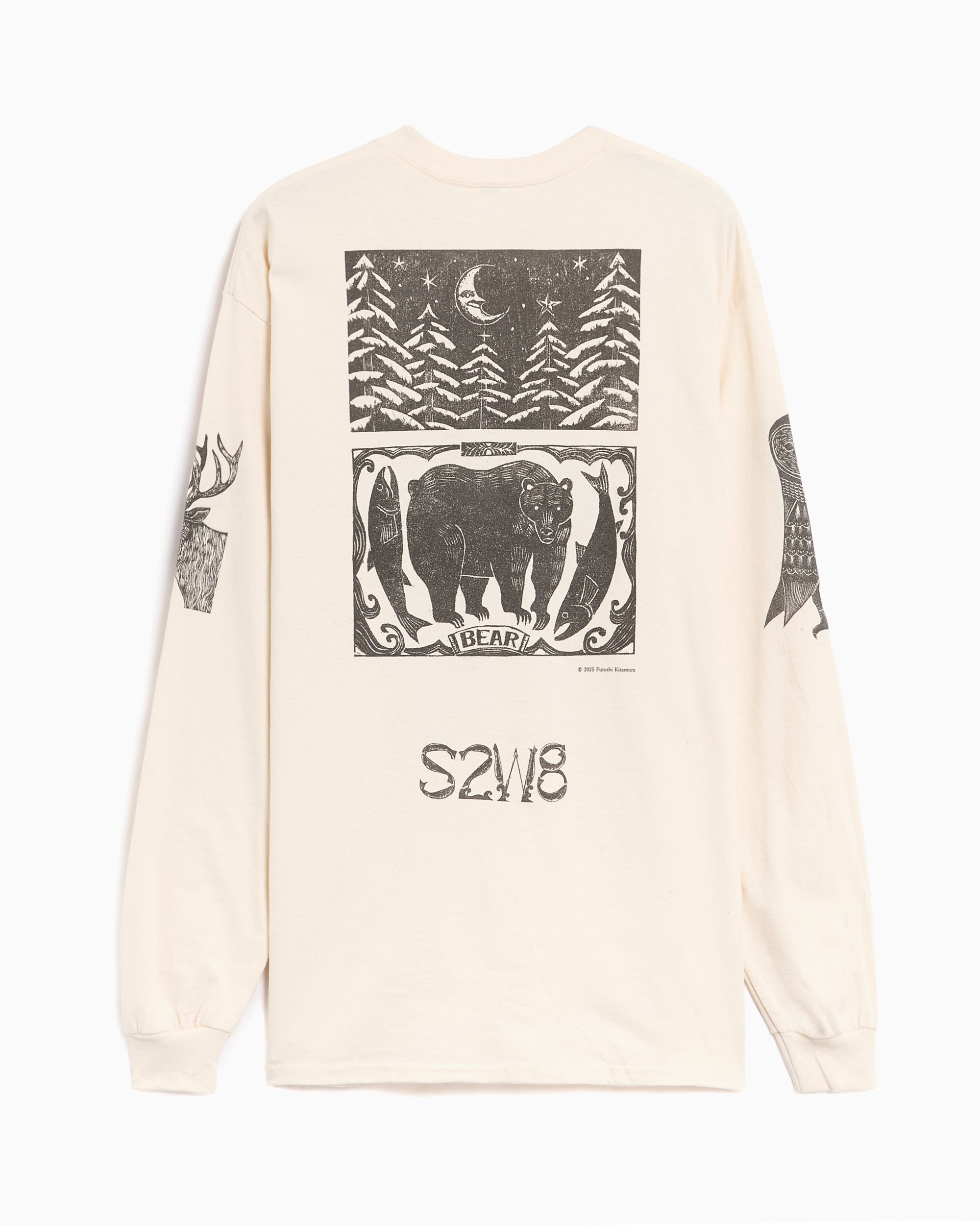 T-Shirts South2 West8 x F.KITAMURA Graphic Long-Sleeved Relaxed Men's T-Shirt - RW702-A-Natural